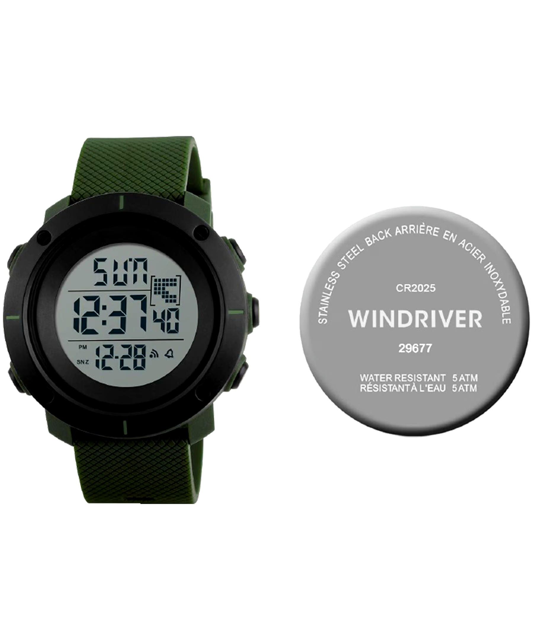 WindRiver Digital Water Resistant Watch with Carbon Strap