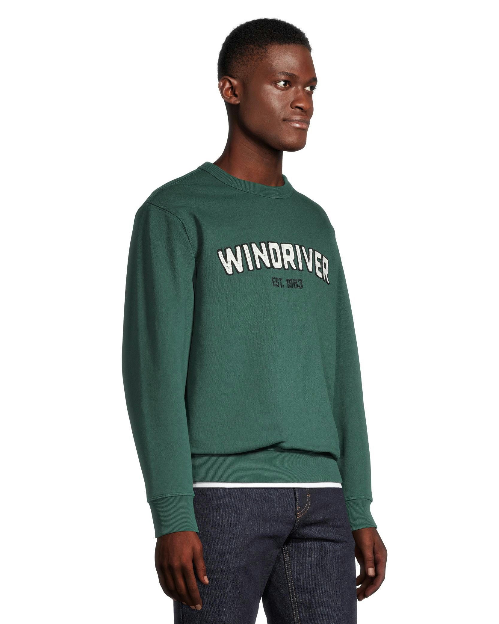 WindRiver Men's Heritage Original Fleece Graphic Cotton Crewneck  Sweatshirt