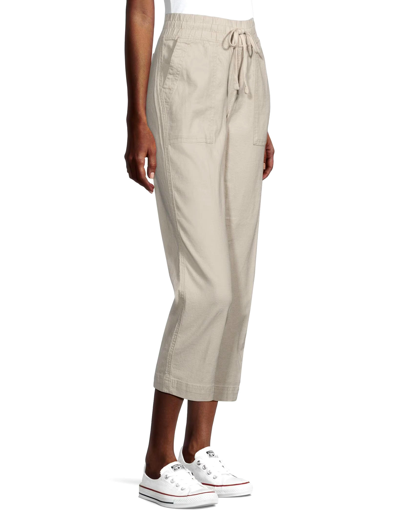 Denver Hayes Women's Linen Blend Straight Leg Crop Pants