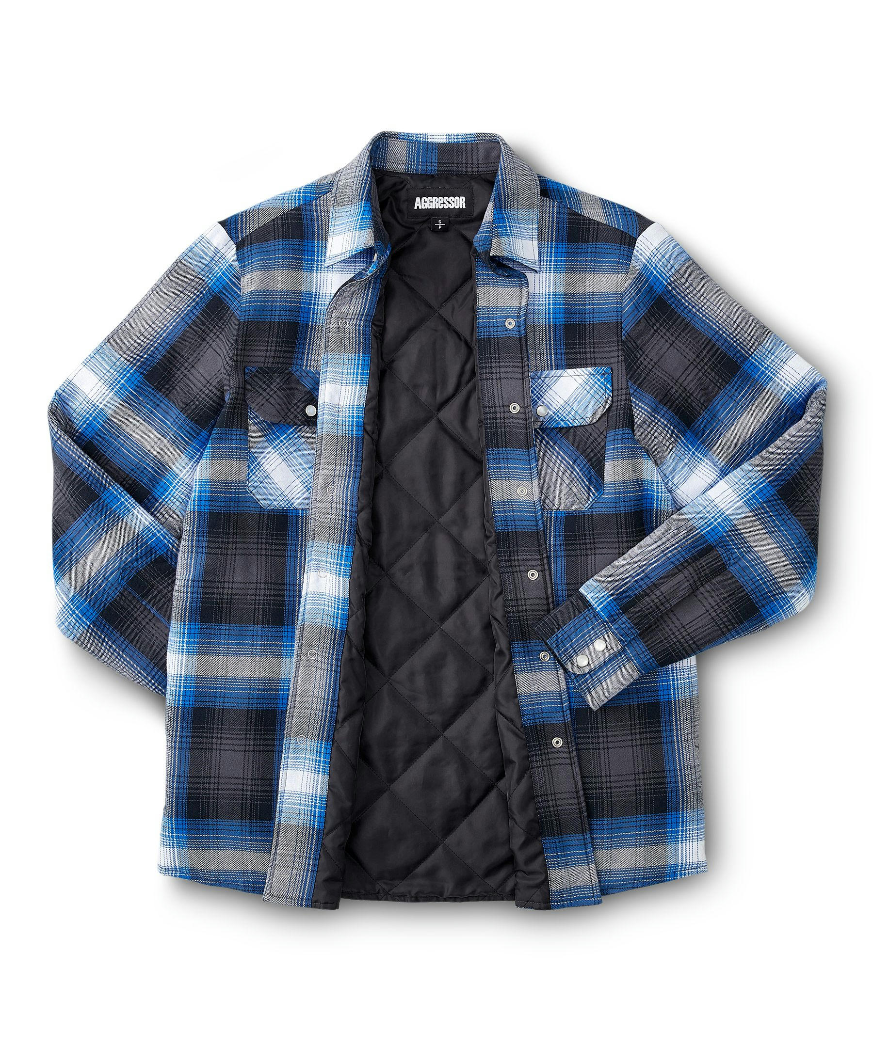 Aggressor Men's Snap-Front Plaid Quilted Flannel Work Shirt