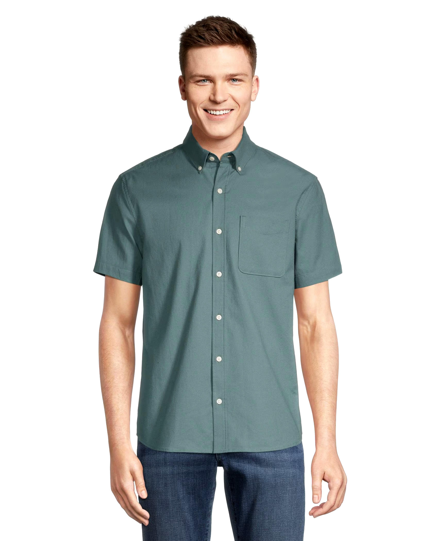 Denver Hayes Men's Modern Fit Short Sleeve Oxford Casual Shirt