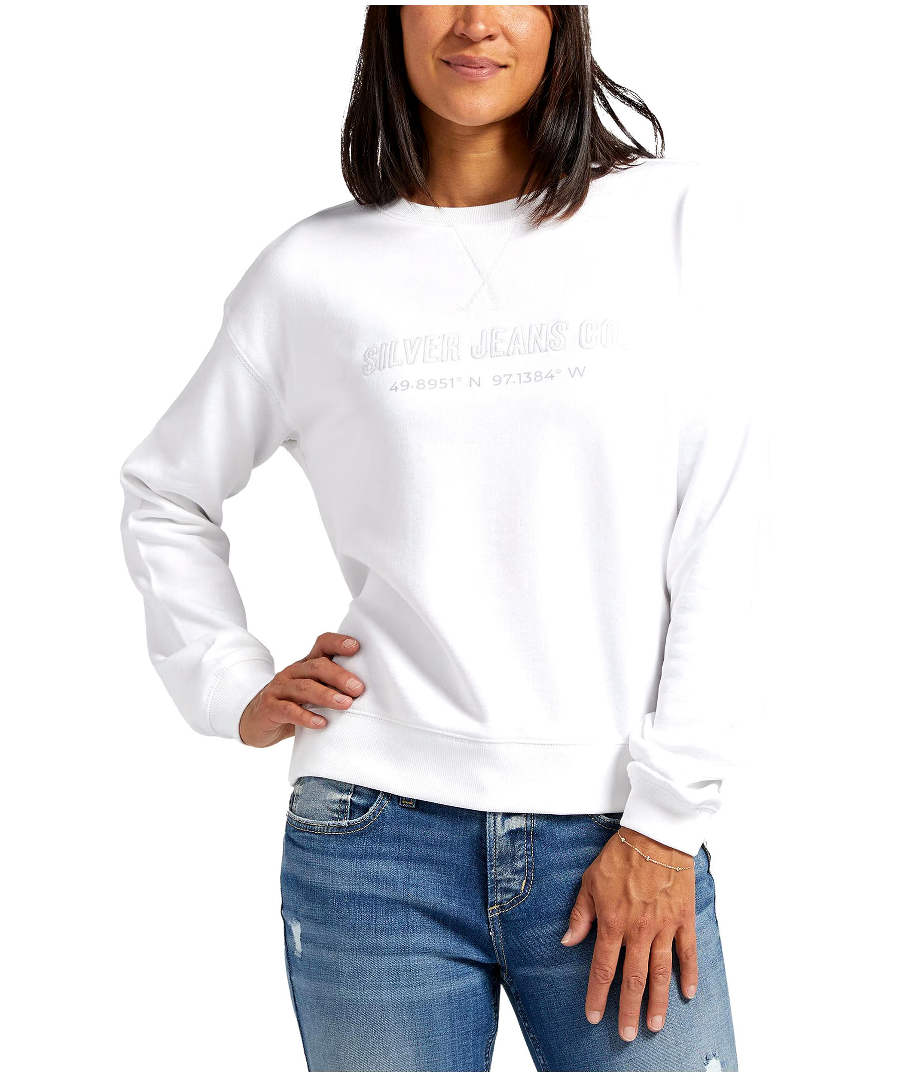 Silver Women's French Terry Crewneck Sweatshirt