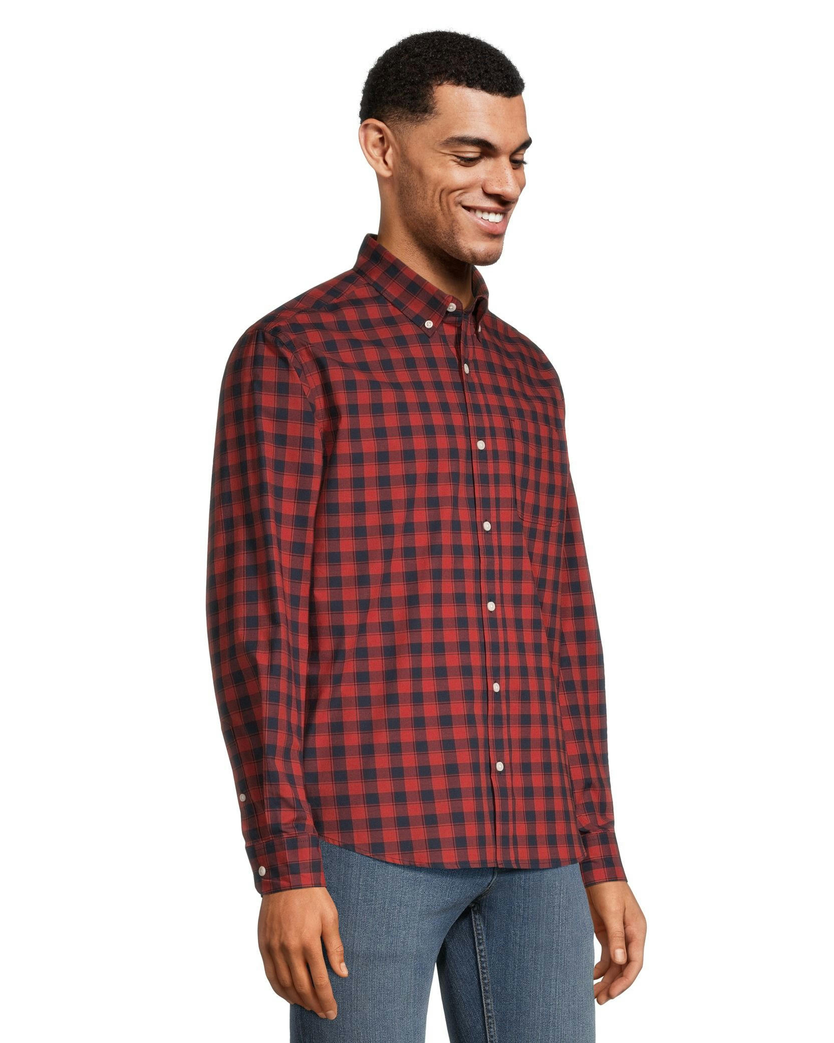 Denver Hayes Sport Plaid Classing Fit Long Sleeve Shirt
