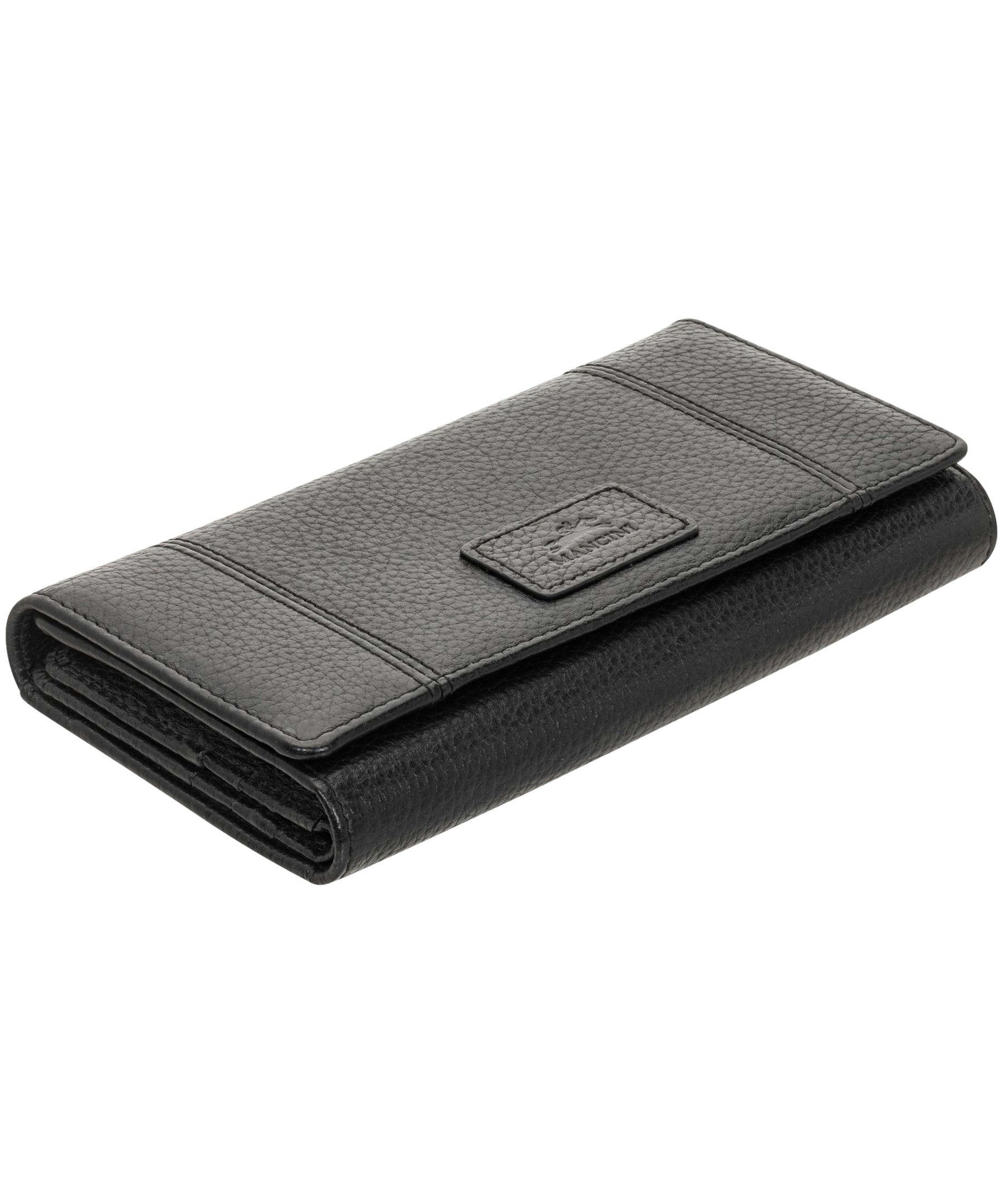 Mancini Leather Goods Women's Pebelled RFID Secure Trifold Wing Wallet