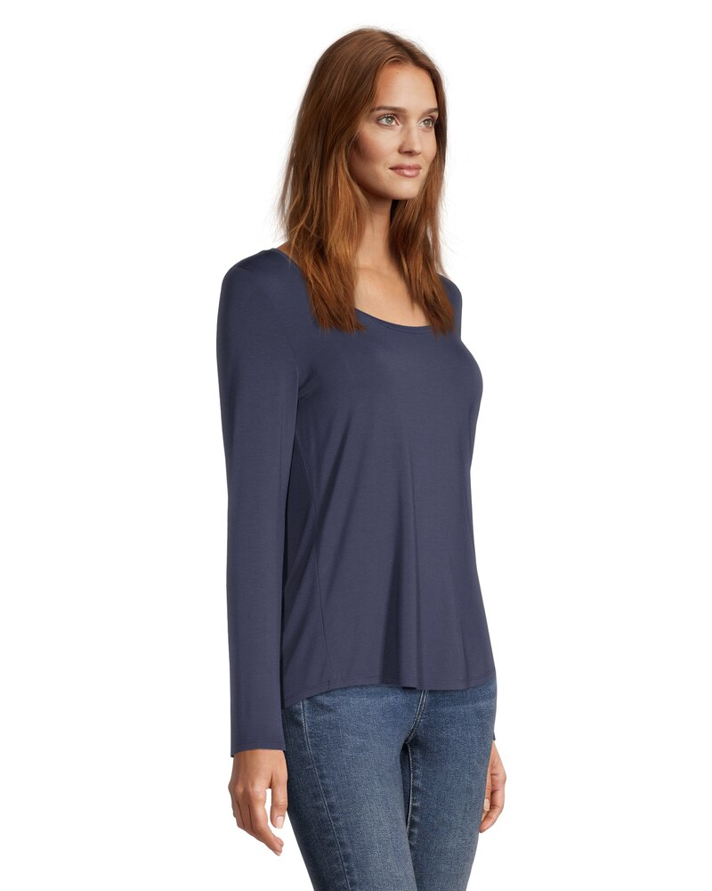 Denver Hayes Women's Long Sleeve Relaxed Fit Scoop Neck T Shirt