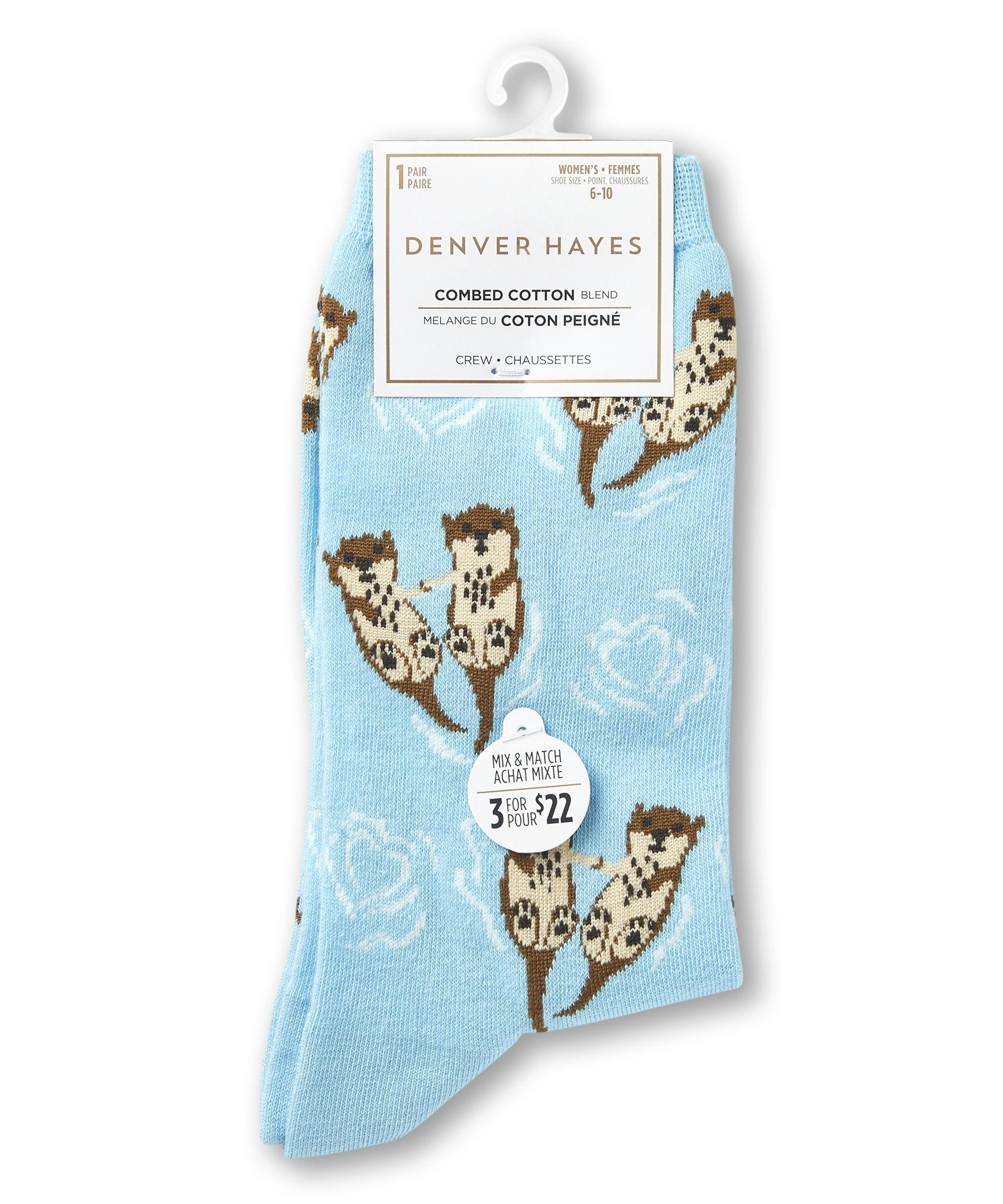 Denver Hayes Women's Patterned Crew Socks