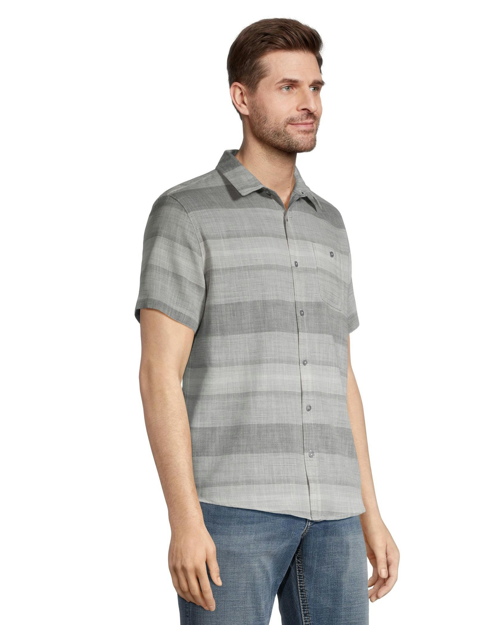 Silver Men's Striped Button Down Cotton Shirt