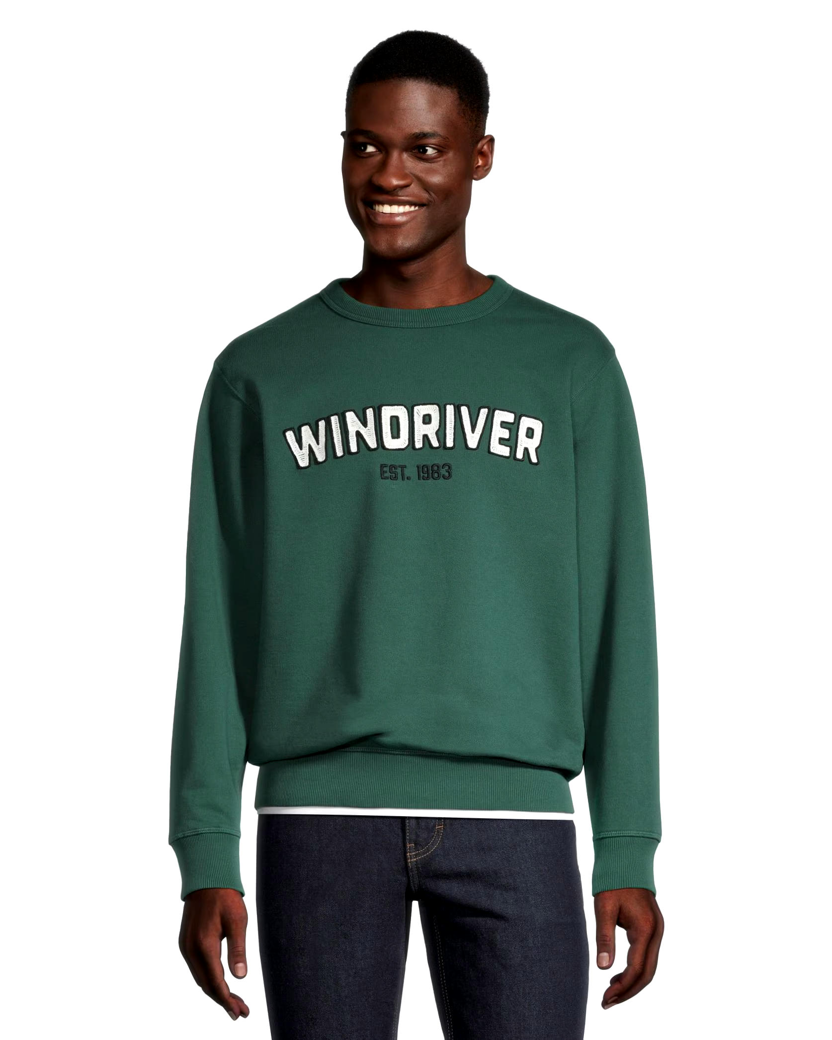WindRiver Men's Heritage Original Fleece Graphic Cotton Crewneck  Sweatshirt