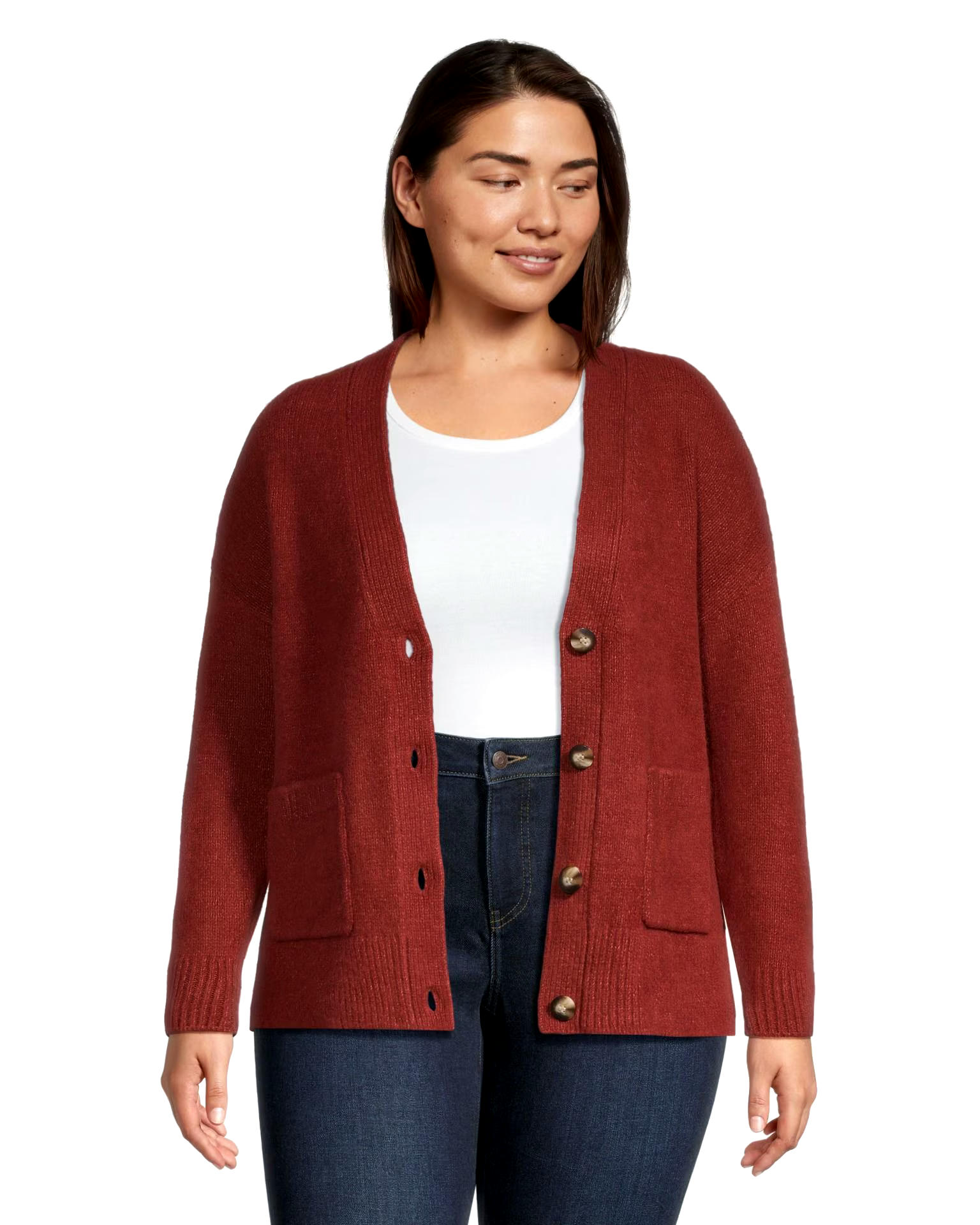 Denver Hayes Women's Luxe Supersoft Relaxed Fit Button Up Cardigan