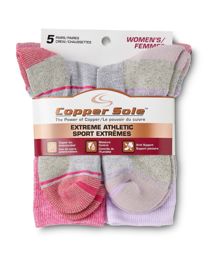 Women's 5 Pack Moisture Guard Extreme Athletic Crew Socks