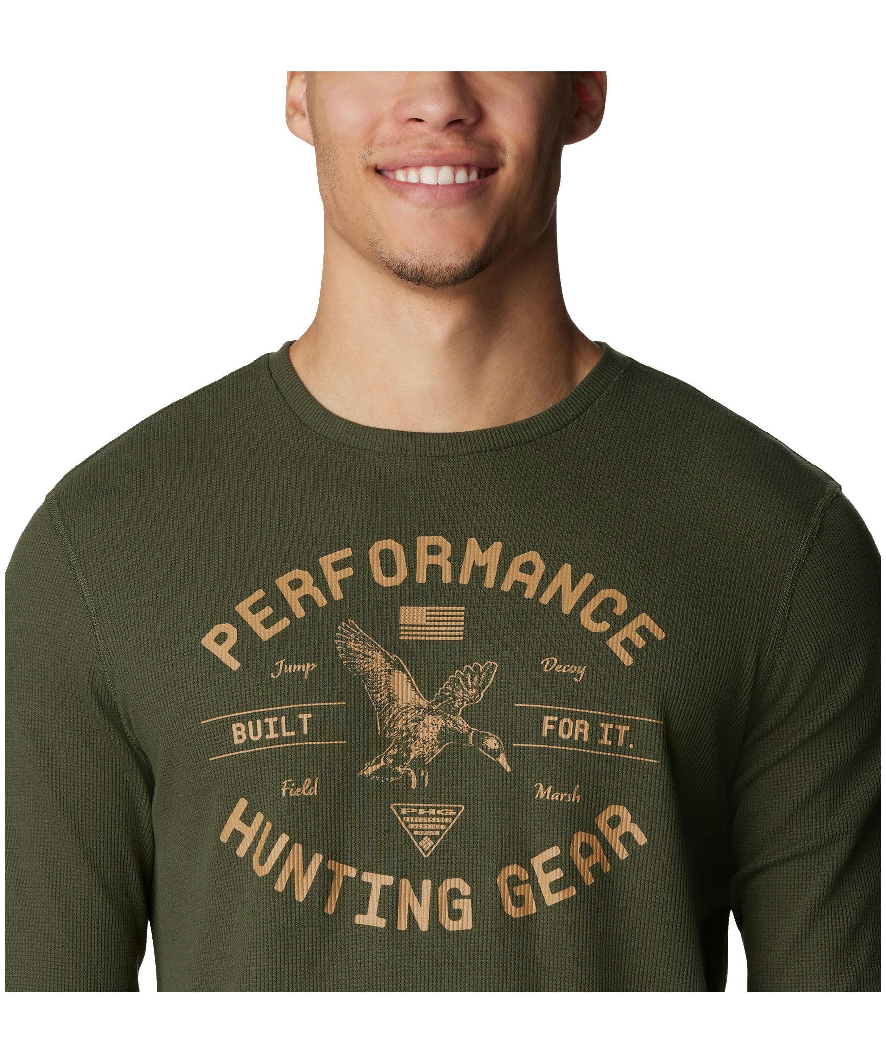 Columbia Men's Built For It Performance Hunting Gear Long Sleeve Waffle T Shirt