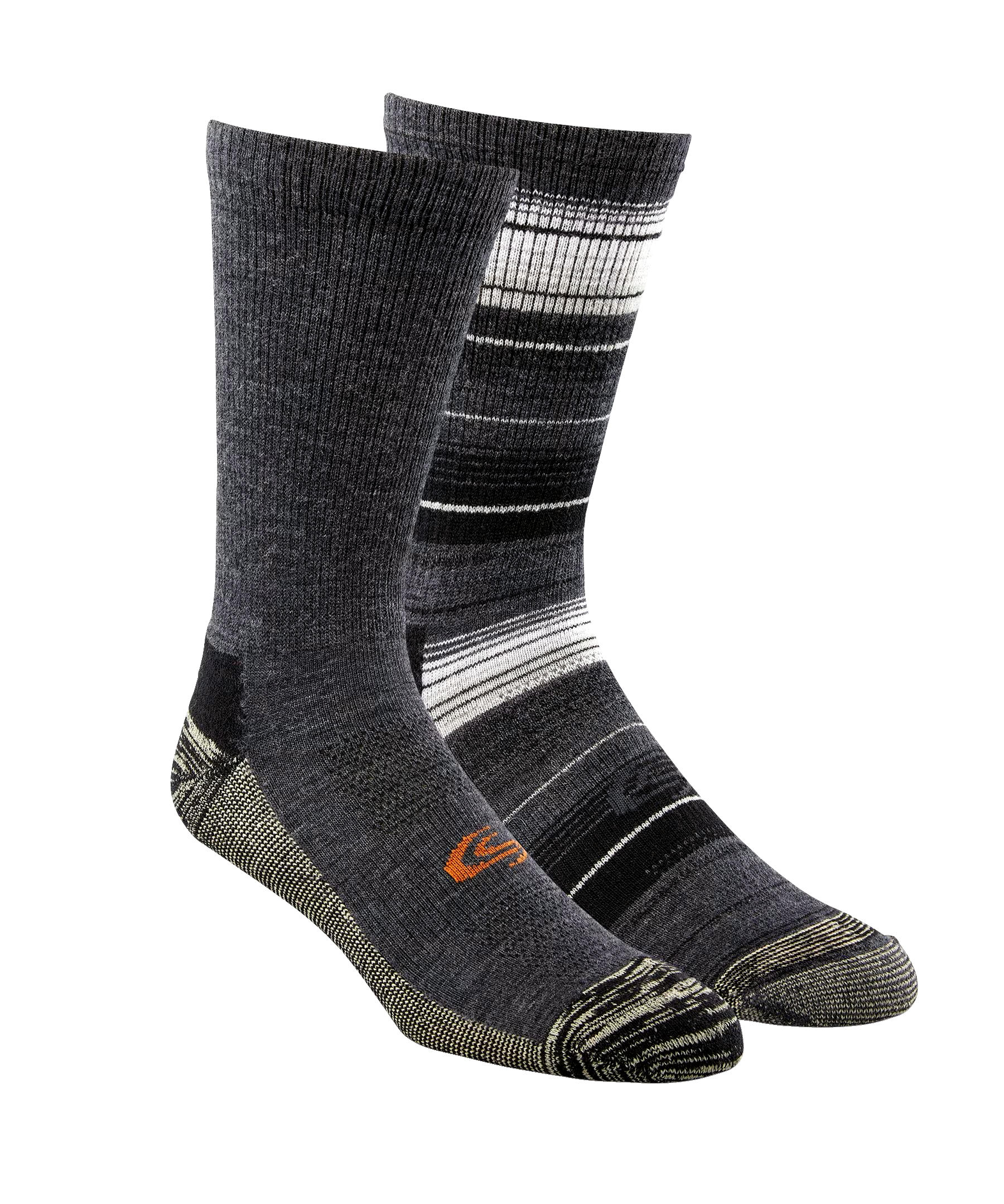 Copper Sole Men's 2 Pack Merino Wool Hiker Crew Socks