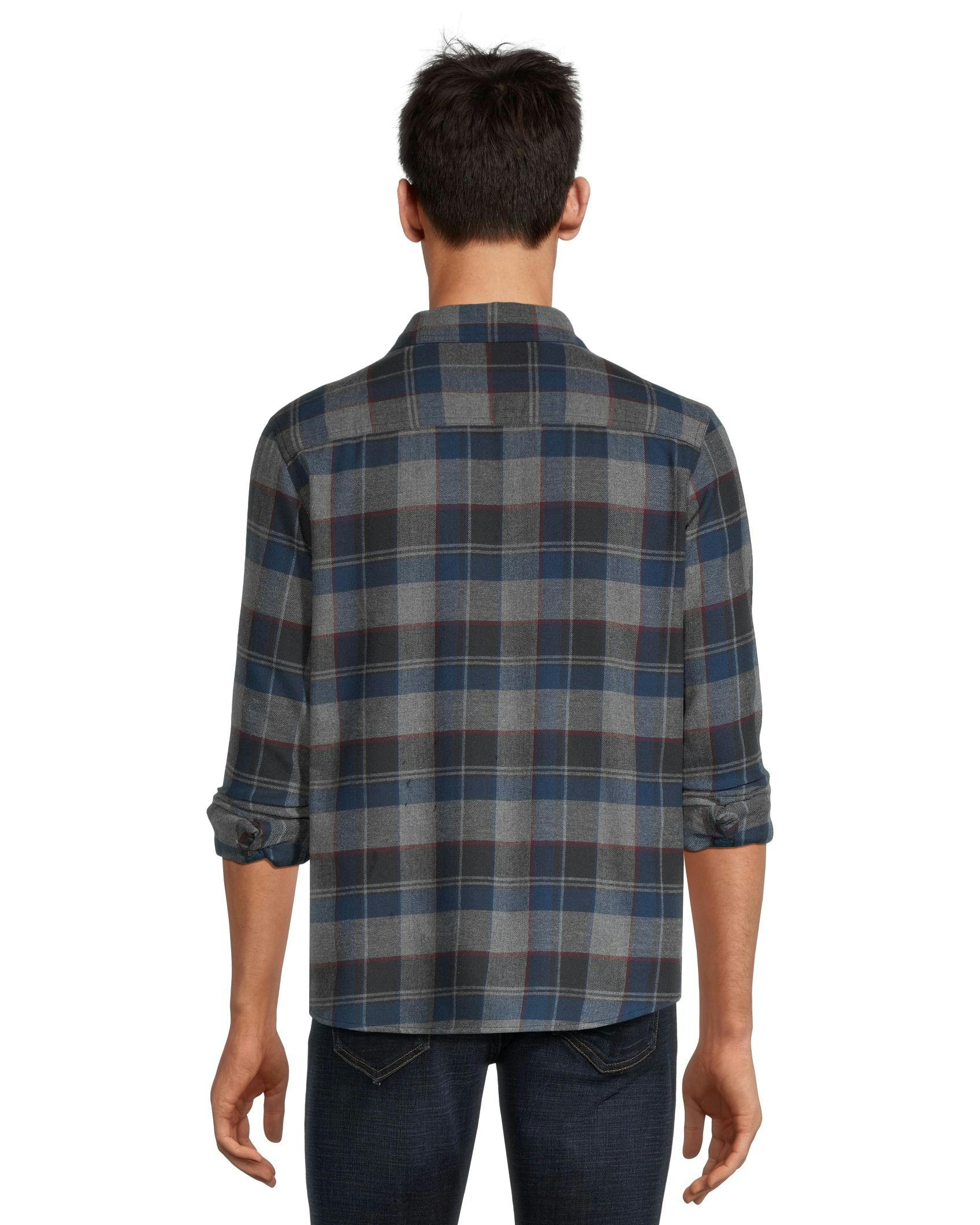 Boston Traders Men's Double Brushed Long Sleeve Snap Flannel Shirt