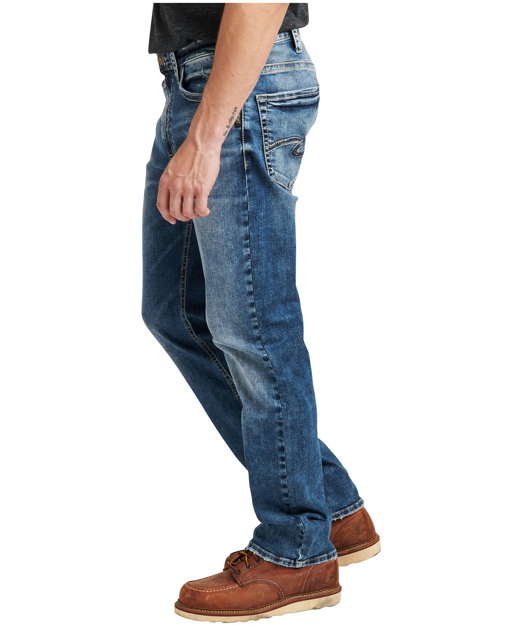 Silver Men's Grayson Easy Fit Straight Leg Stretch Denim Jeans - Dark Indigo Wash - ONLINE ONLY