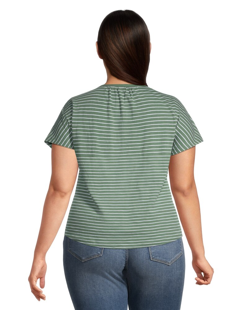 Women's Gathered Y-Neck Henley Top