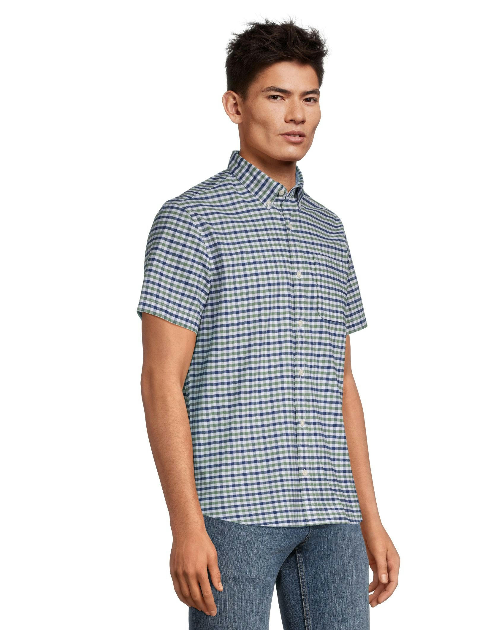 Denver Hayes Men's Modern Fit Short Sleeve Oxford Casual Shirt