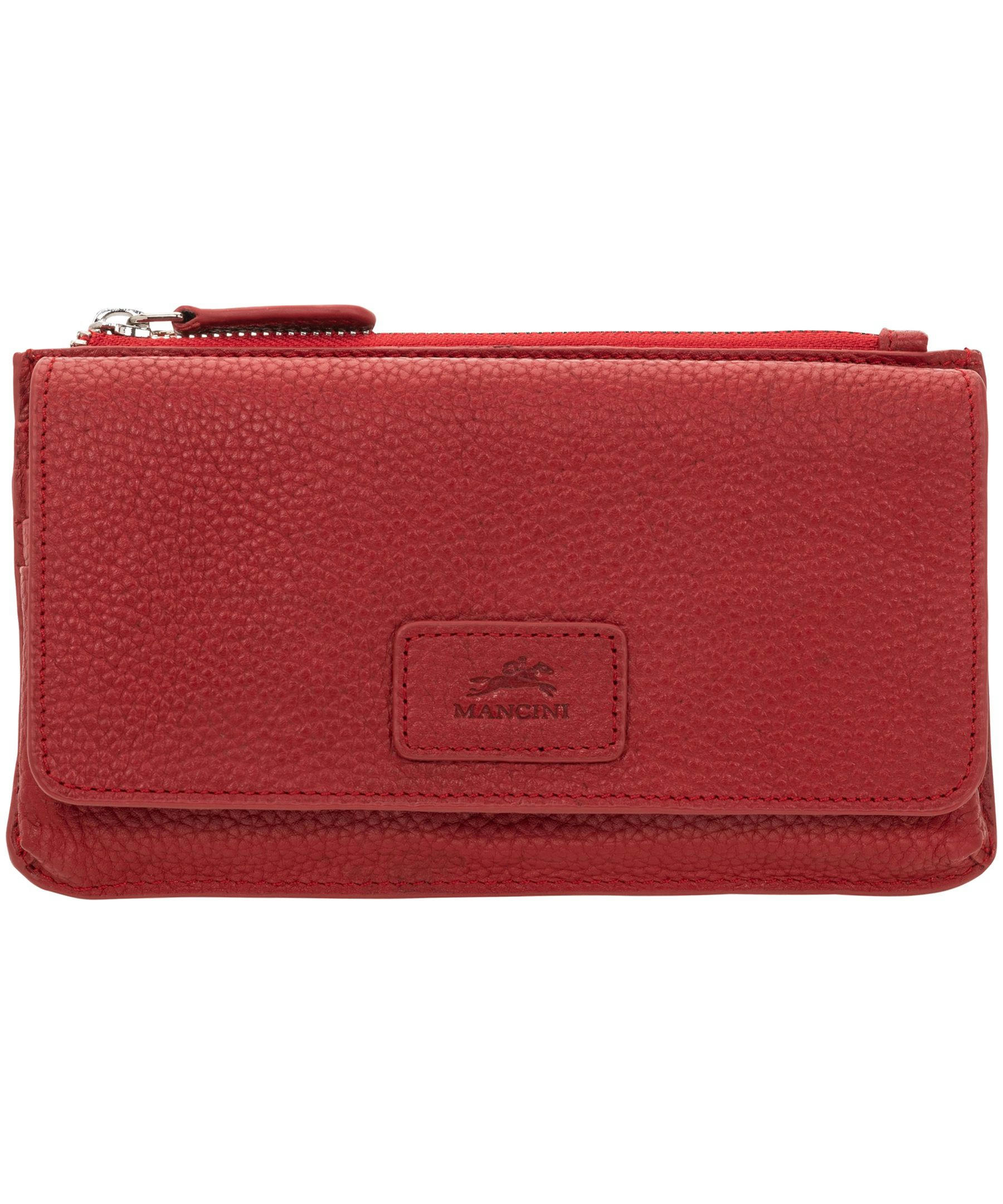 Mancini Leather Goods Women's Pebelled RFID Secure Crossbody Wallet
