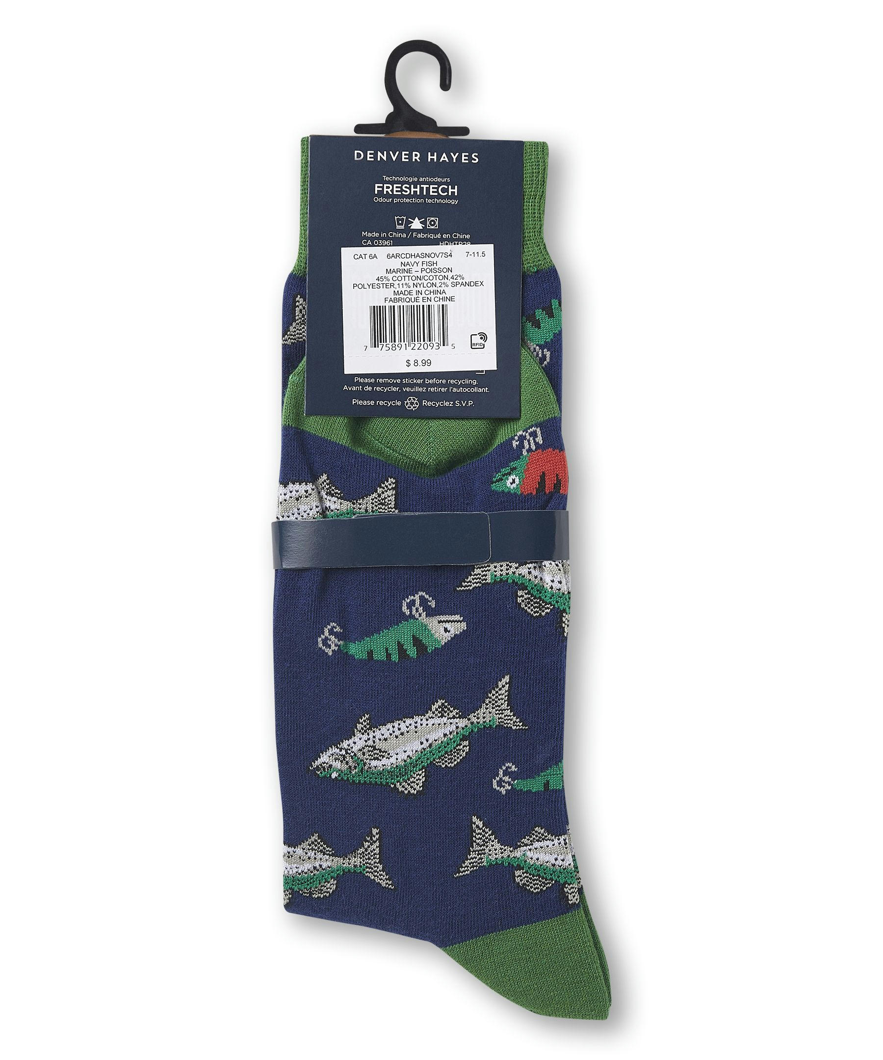 Denver Hayes Men's FRESHTECH® Animal Pattern Casual Crew Socks