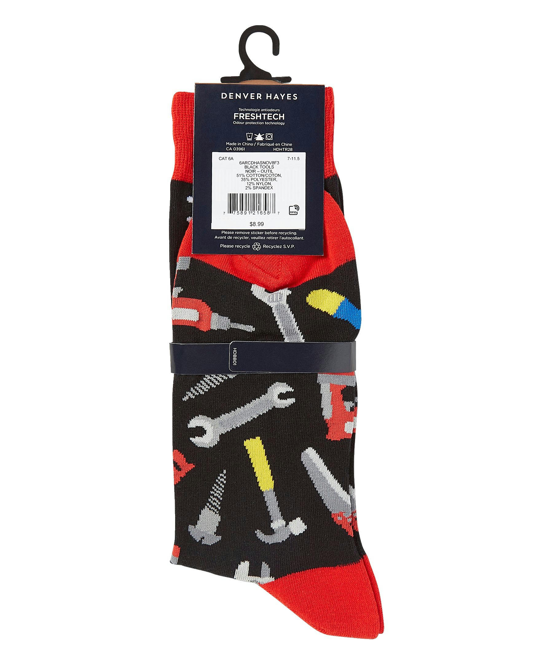 Denver Hayes Men's Novelty Pattern Crew Socks