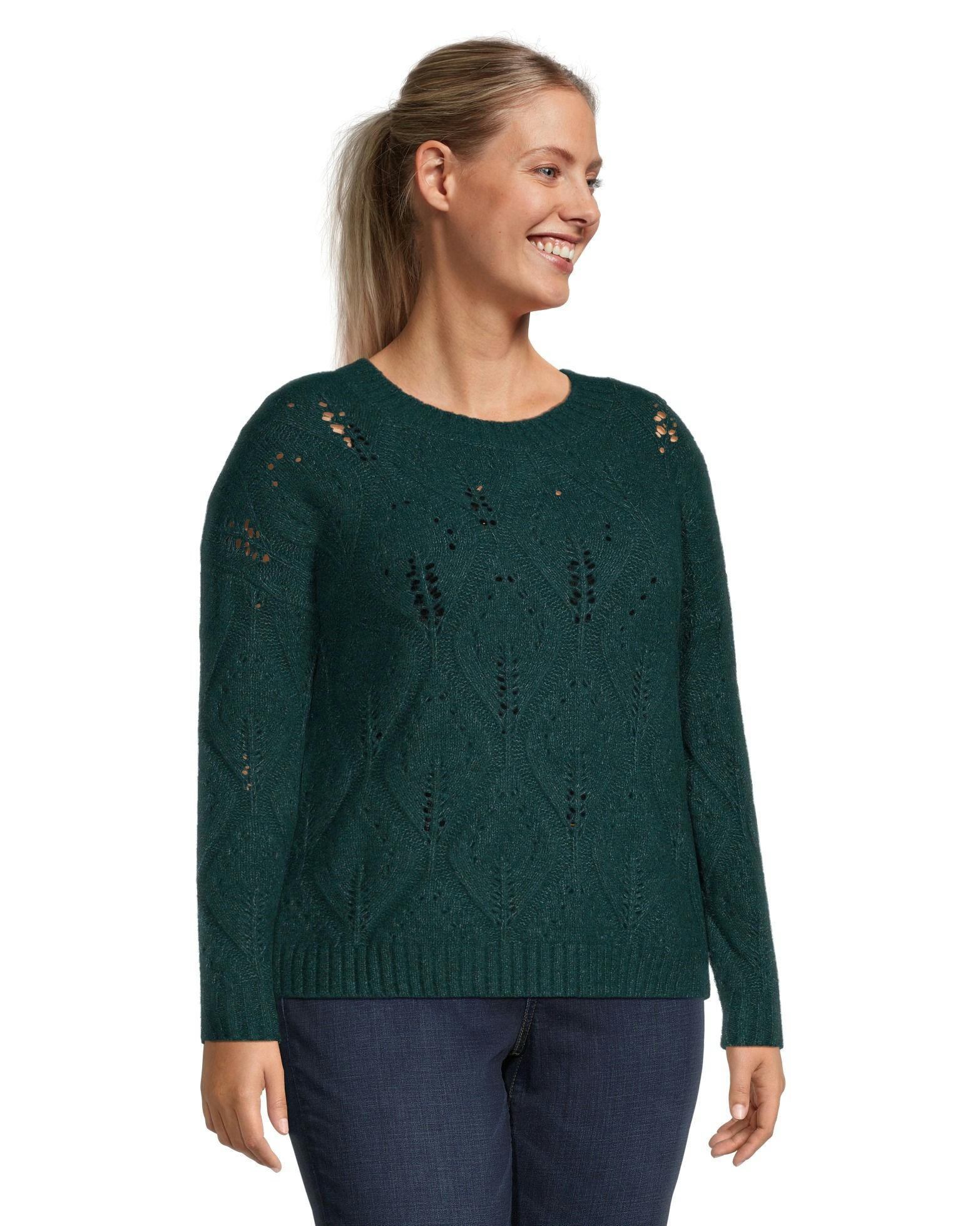Denver Hayes Women's Luxe Relaxed Fit Pointelle Pullover