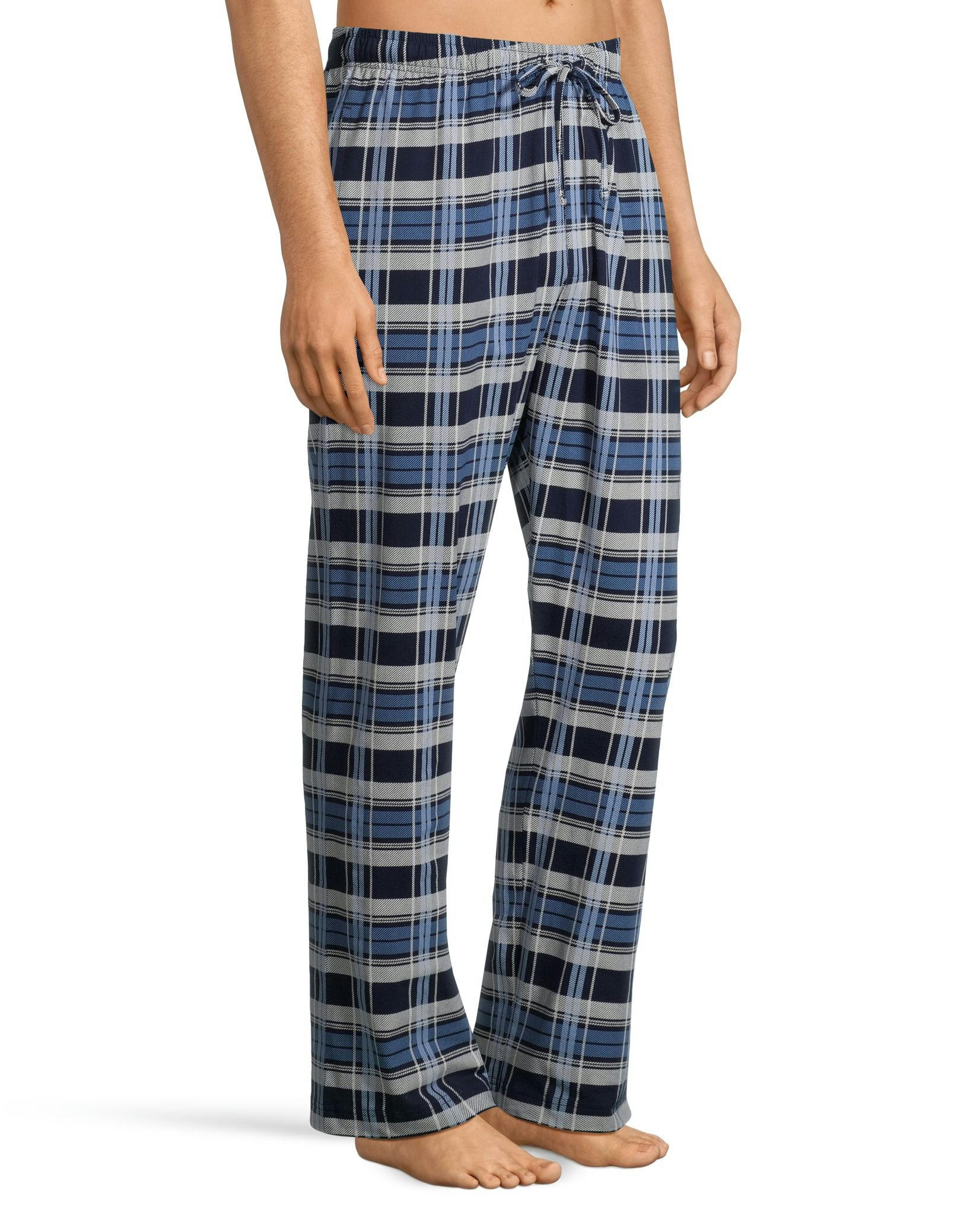 Denver Hayes Men's Plaid Jersey Elastic Drawstring Lounge Pants