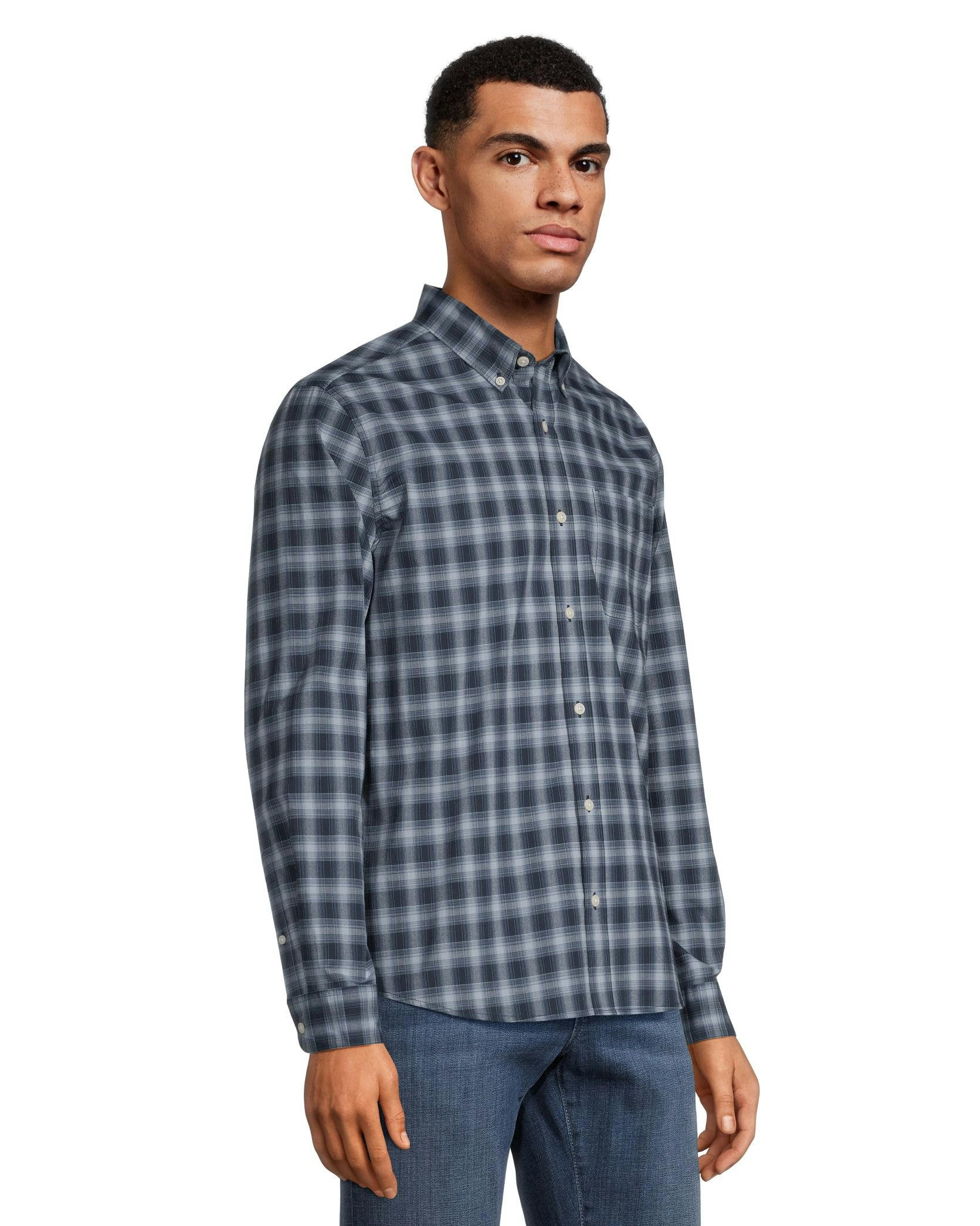 Denver Hayes Men's Long Sleeve Modern Fit Plaid Casual Sport Shirt