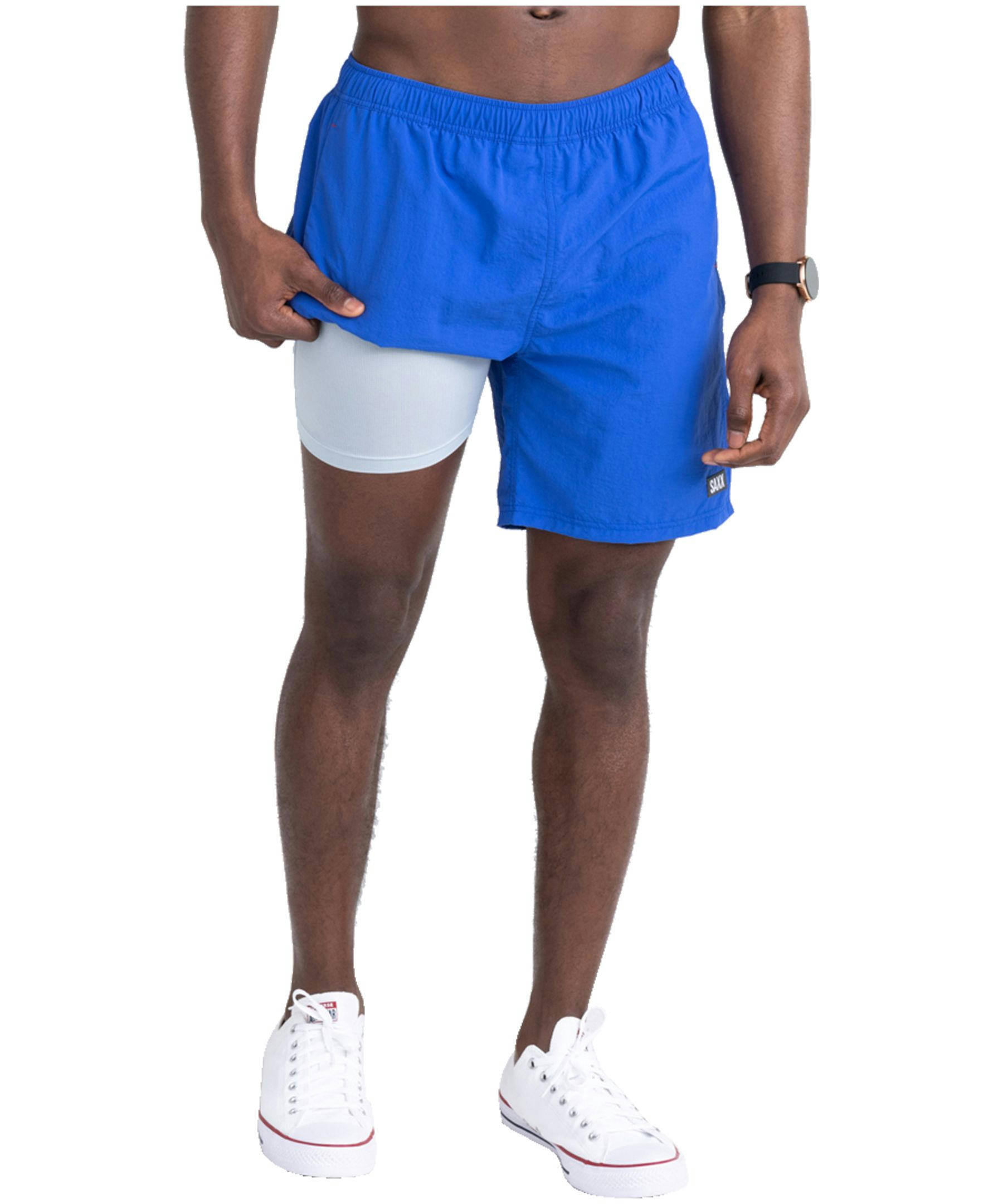 Saxx Men's Go Coastal 2N1 Ballpark Pouch Three D Fit Volley Shorts - Pine Flip - Volley Sport Blue