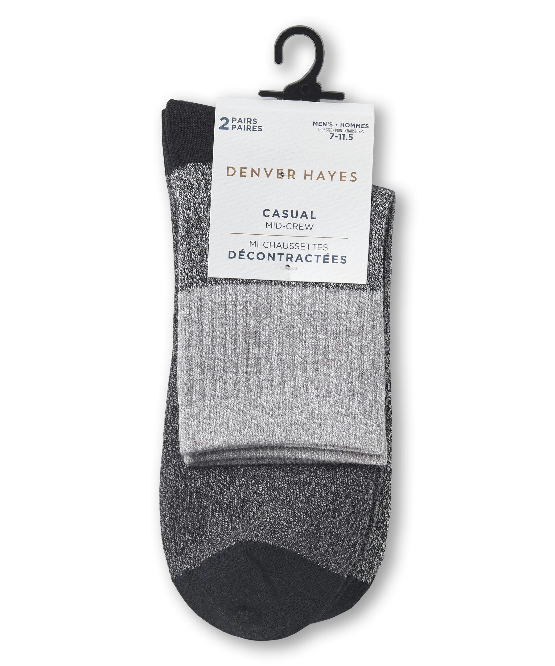 Denver Hayes Men's FRESHTECH® Weekender Mid Crew Socks, 2 Pack