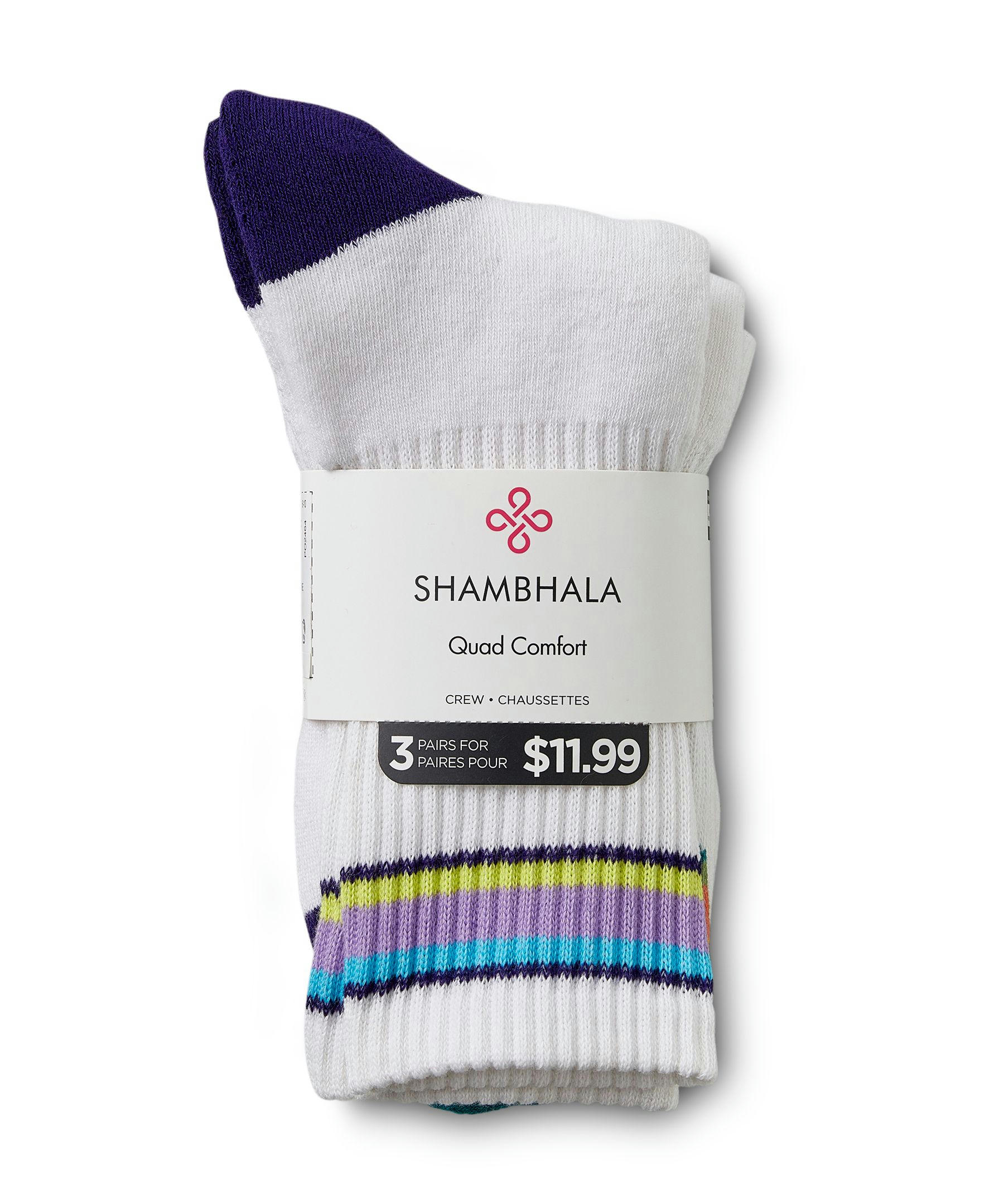 Shambhala Women's 3 Pack Sport Crew Socks with QUAD COMFORT