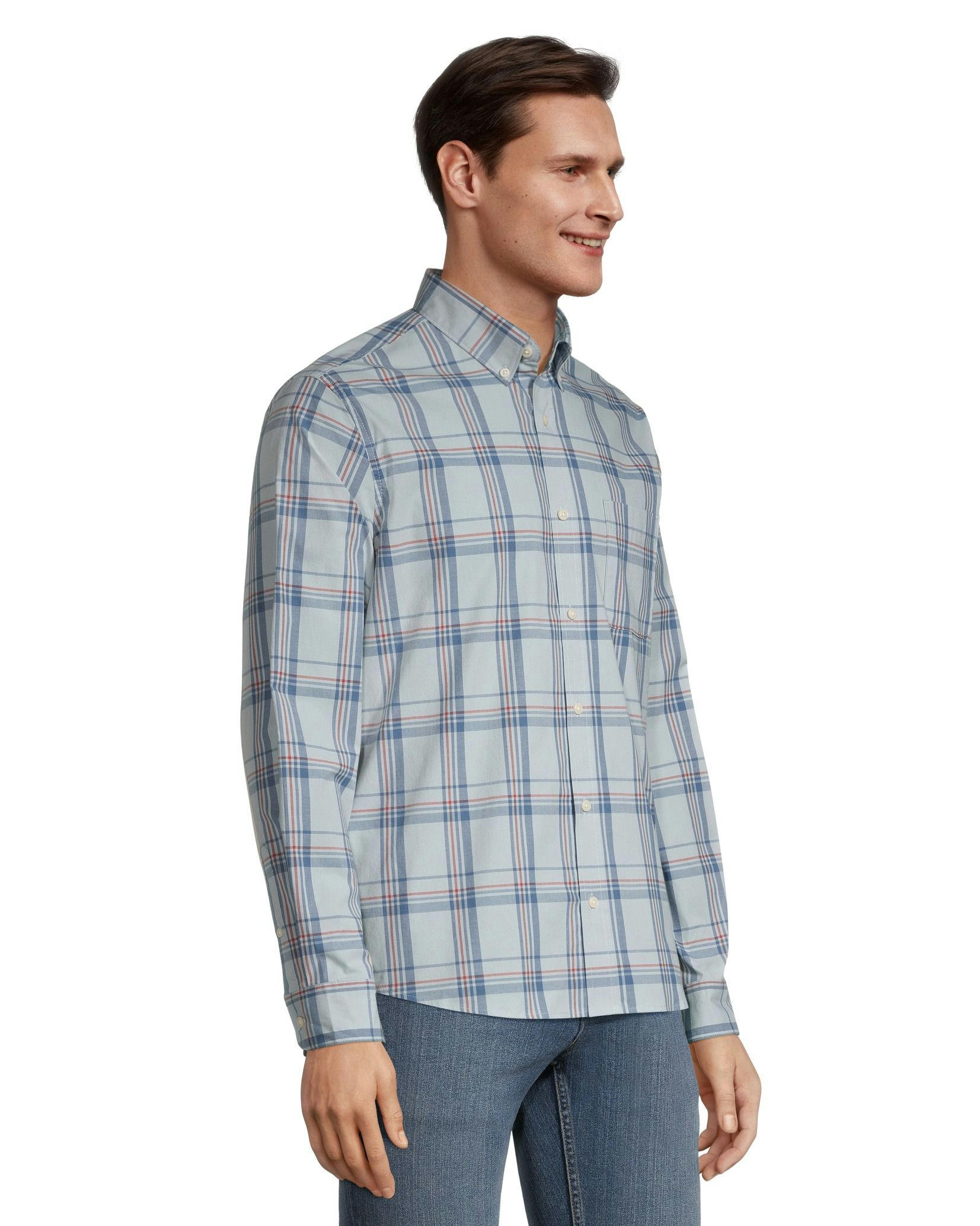 Denver Hayes Men's Plaid Sport Casual Long Sleeve Modern Fit Shirt