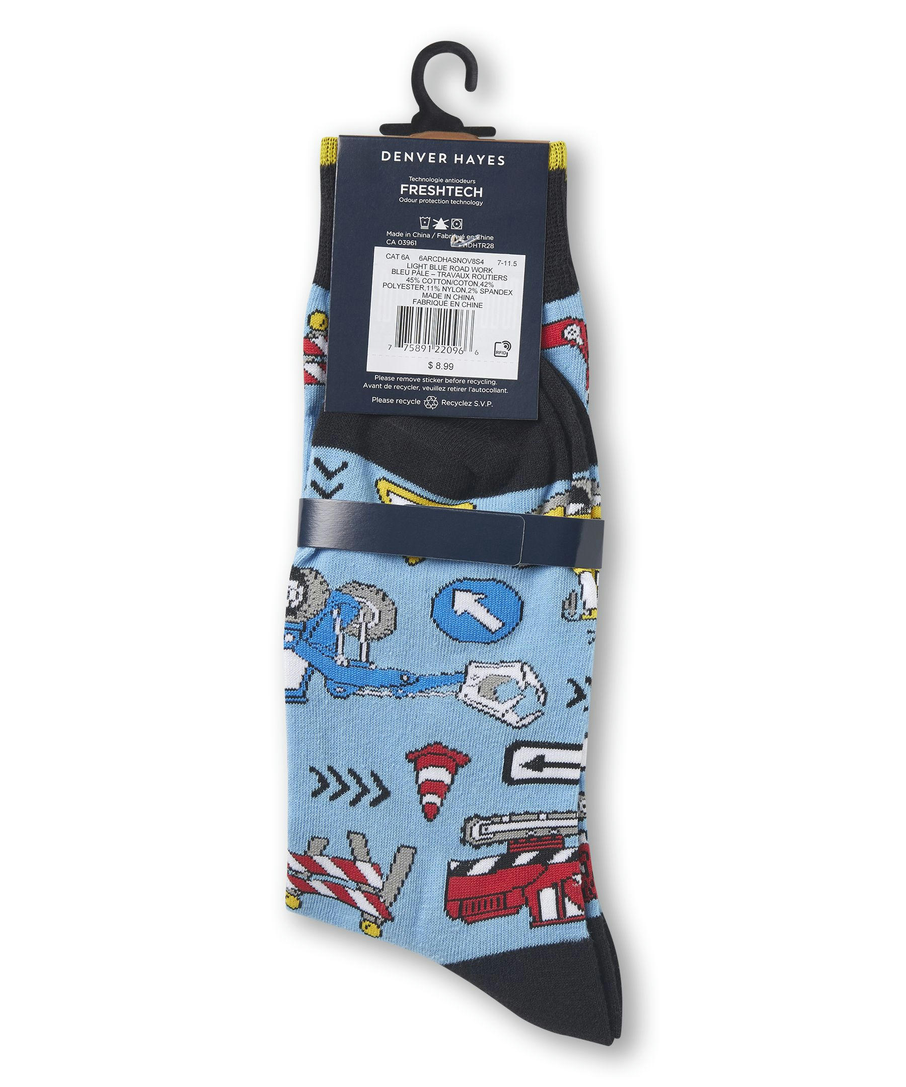 Devner Hayes Men's FRESHTECH® Work Pattern Casual Crew Socks