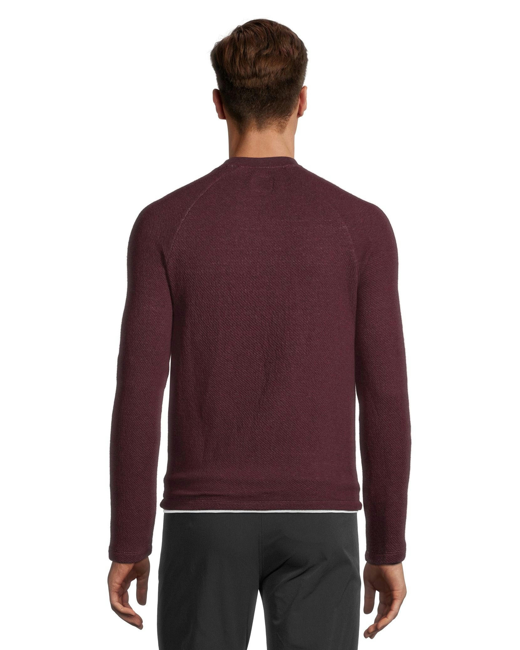 Men's Textured Knit Kangaroo Pocket Crewneck Pullover