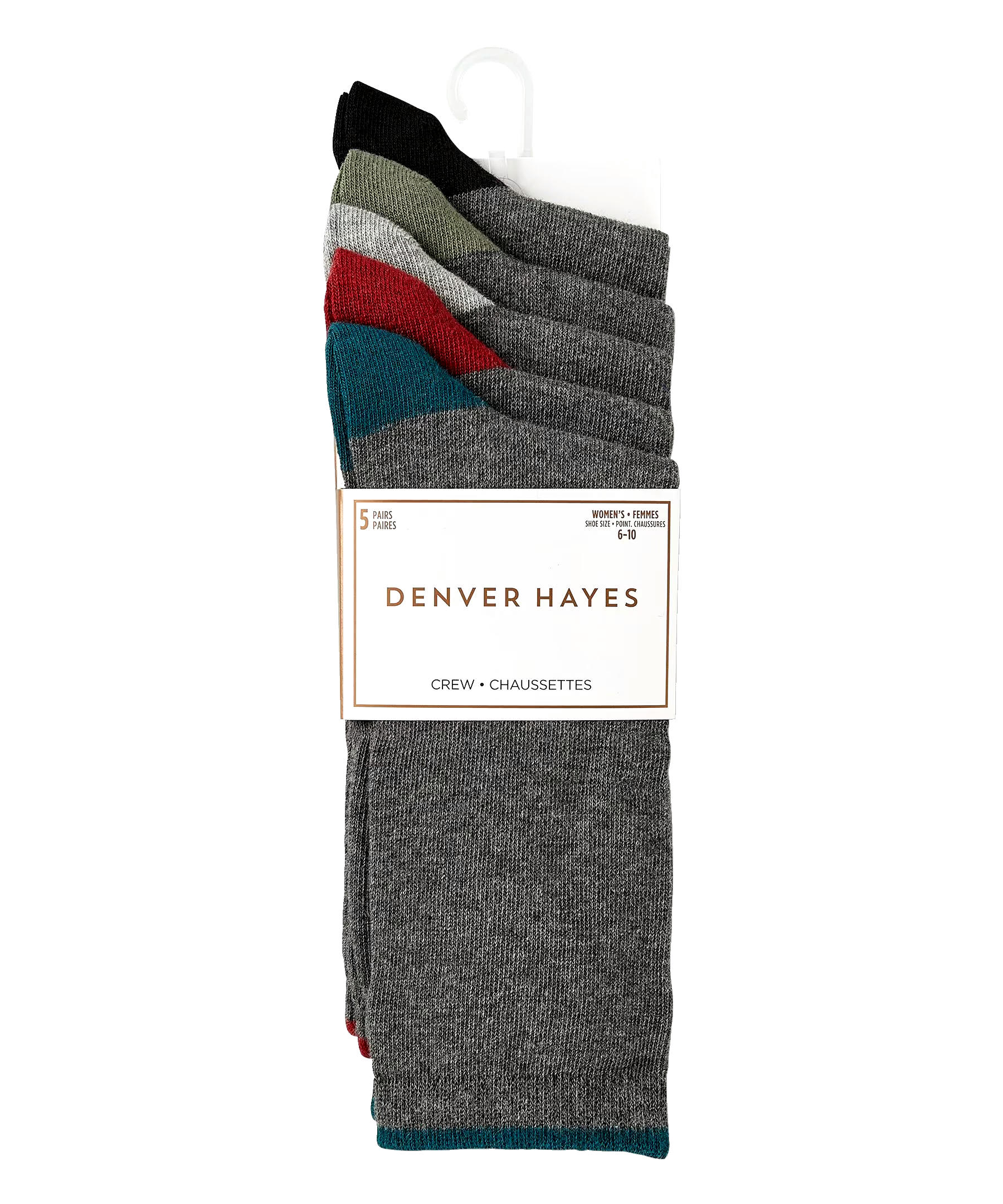 Denver Hayes Women's 5 Pack Freshtech Crew Socks