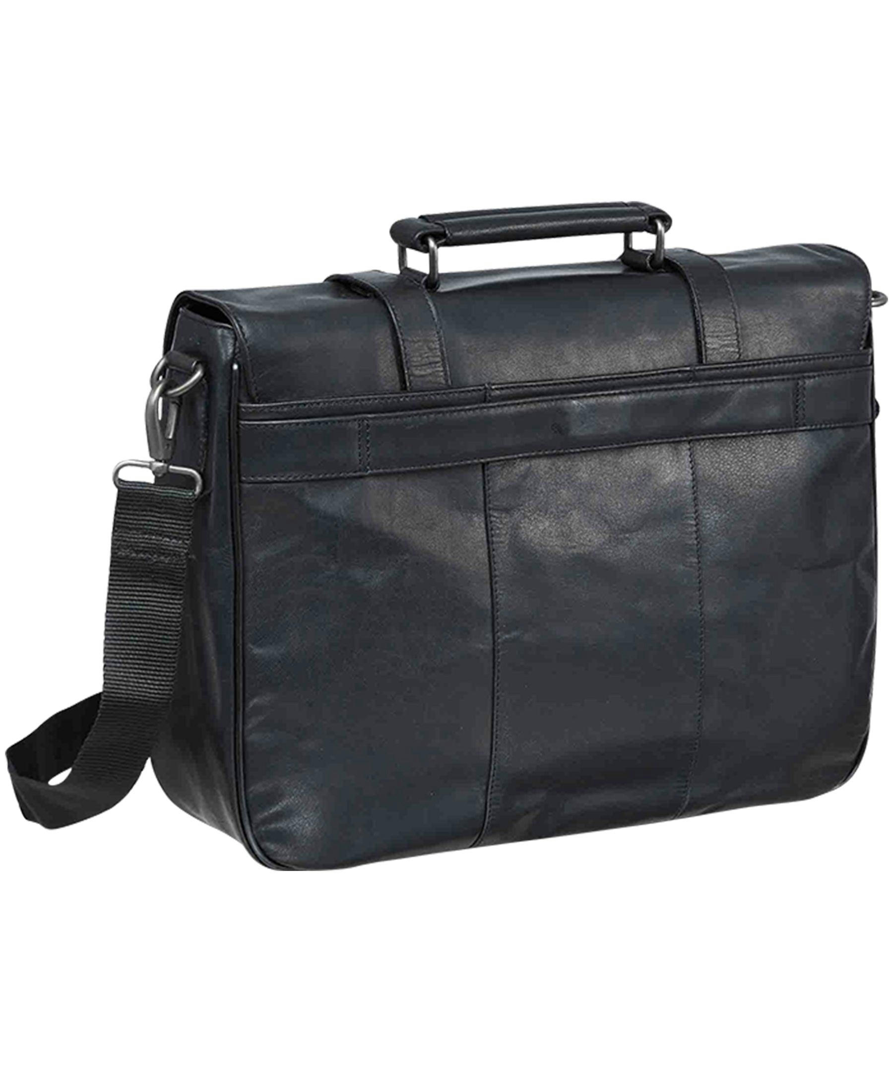 Mancini Leather Goods Men's Buffalo Laptop Briefcase Black