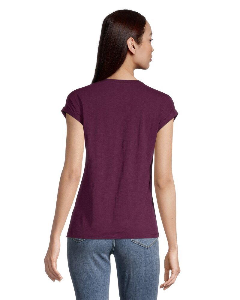 Women's Ruched Semi-Fitted T Shirt with Extended Shoulders