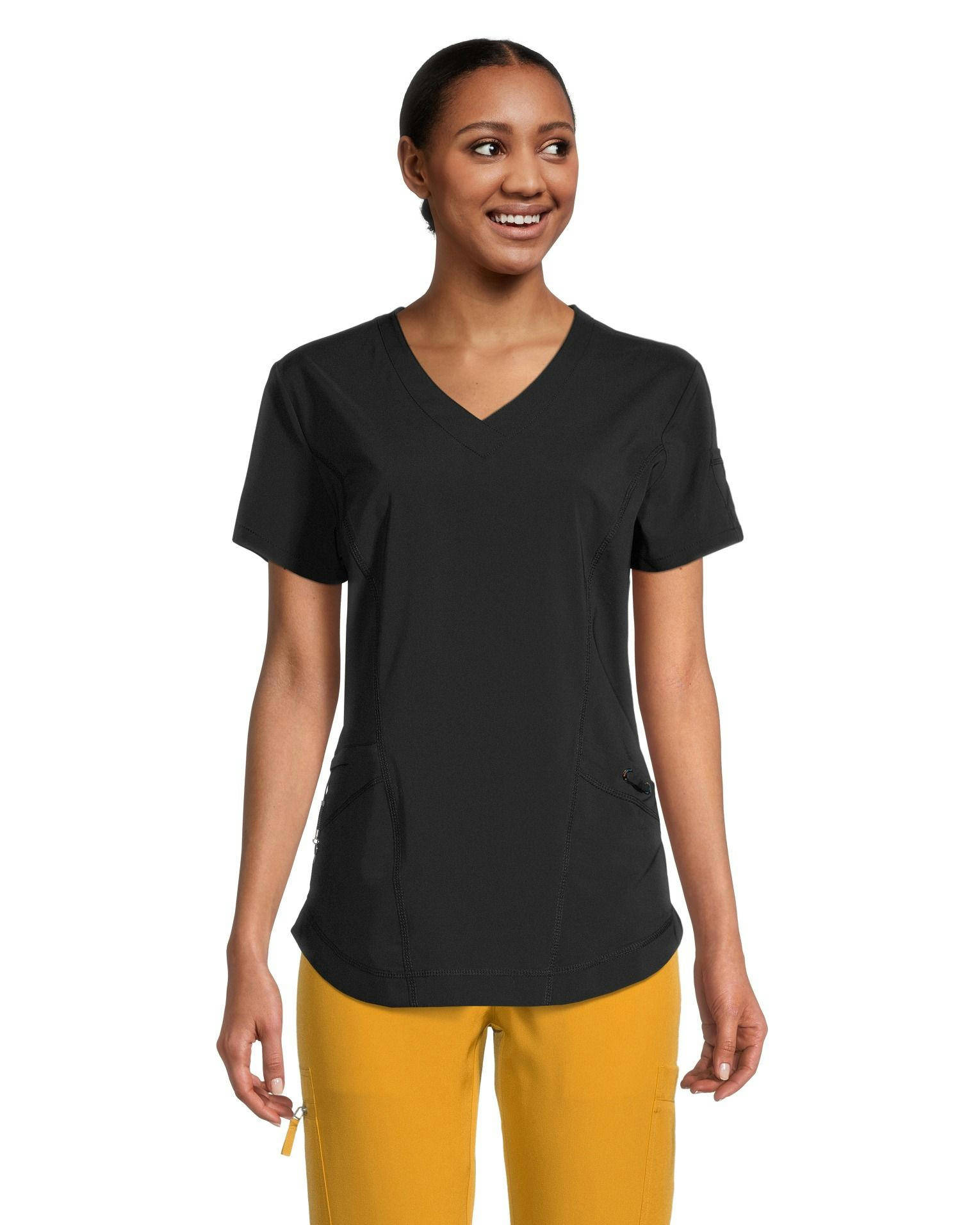 Scrubletics Women's V-Neck Curved Hem Scrub Top