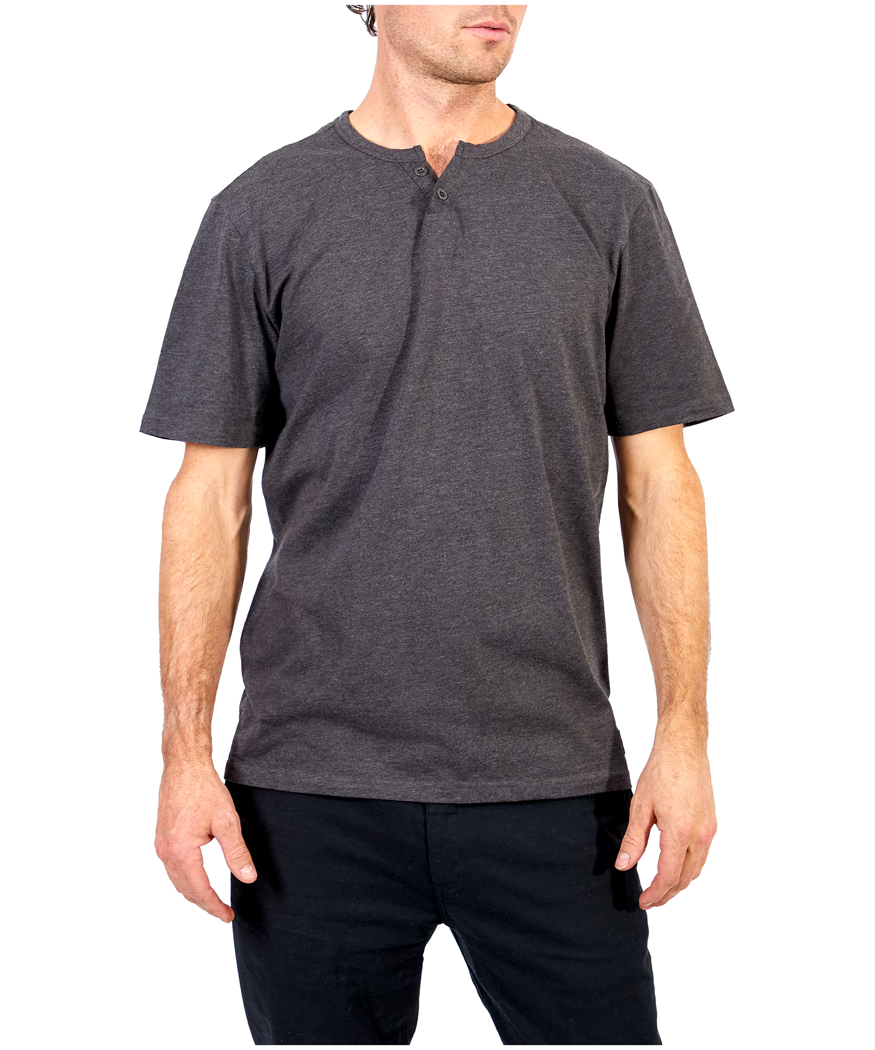 Men's 2 Button Short Sleeve Slub Henley Shirt