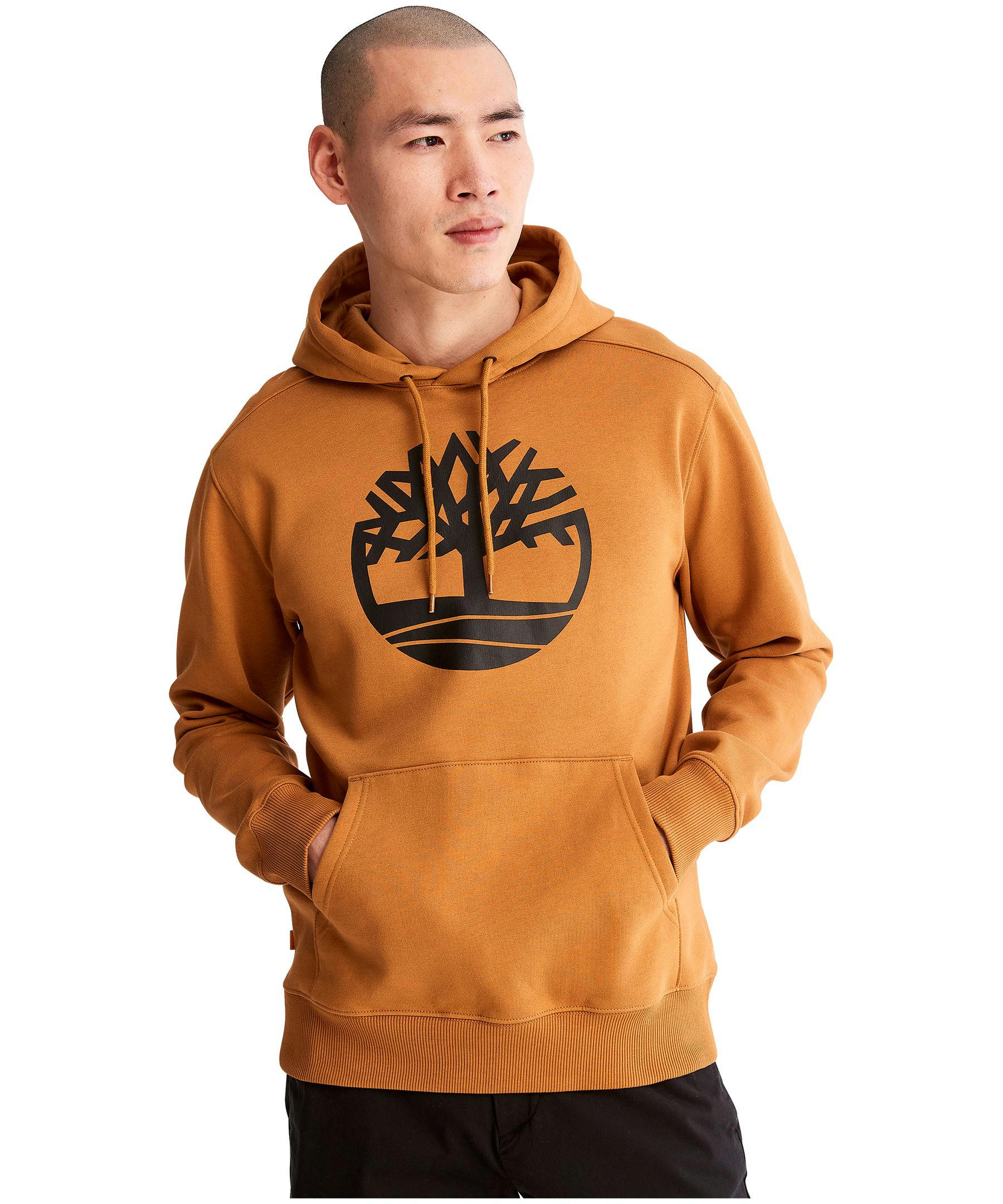 Timberland Men's Core Tree Logo Kangaroo Pocket Pullover Hoodie