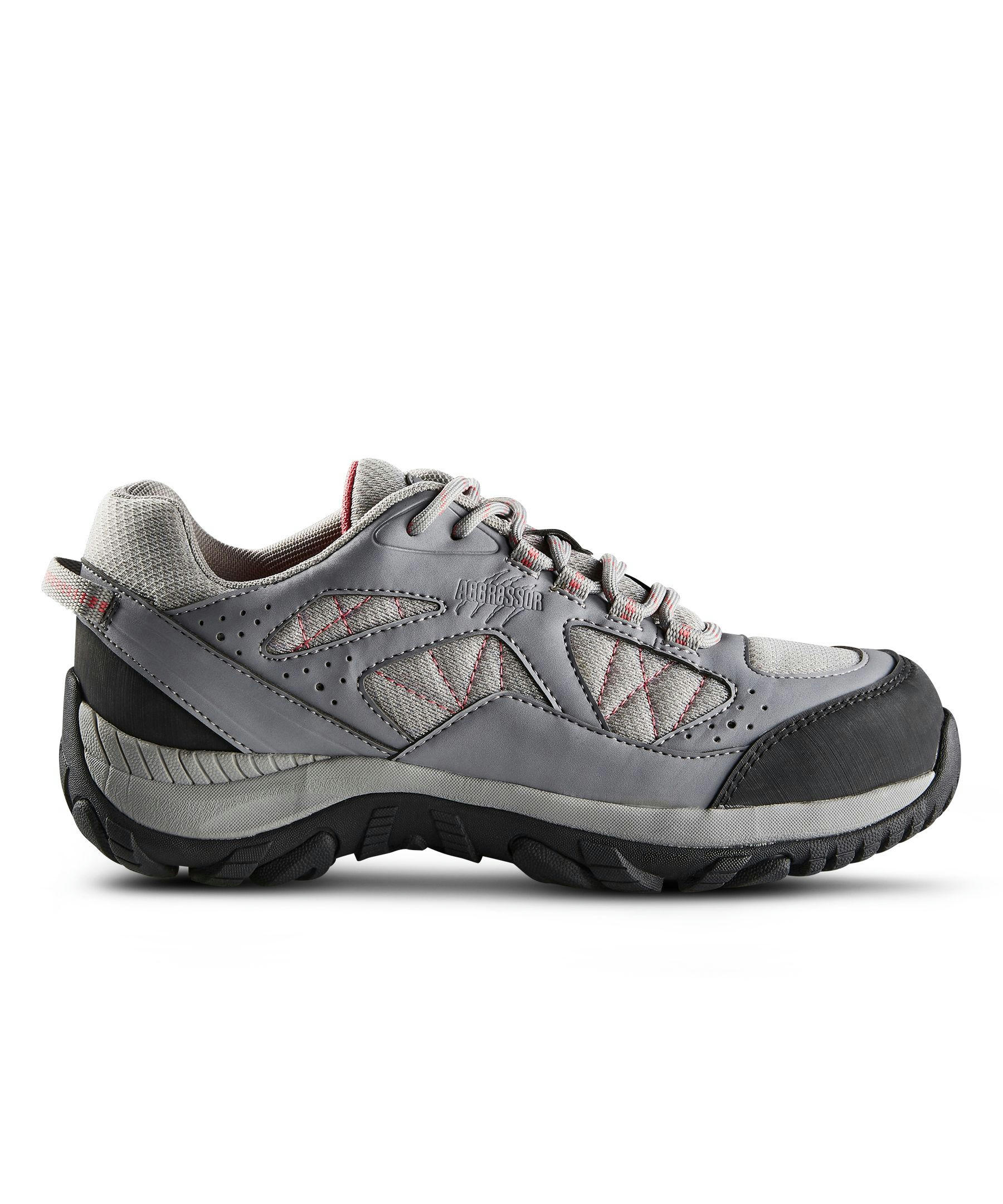 Aggressor Women's Steel Toe Steel Plate Low Cut Freshtech Safety Hiking Shoes - Grey