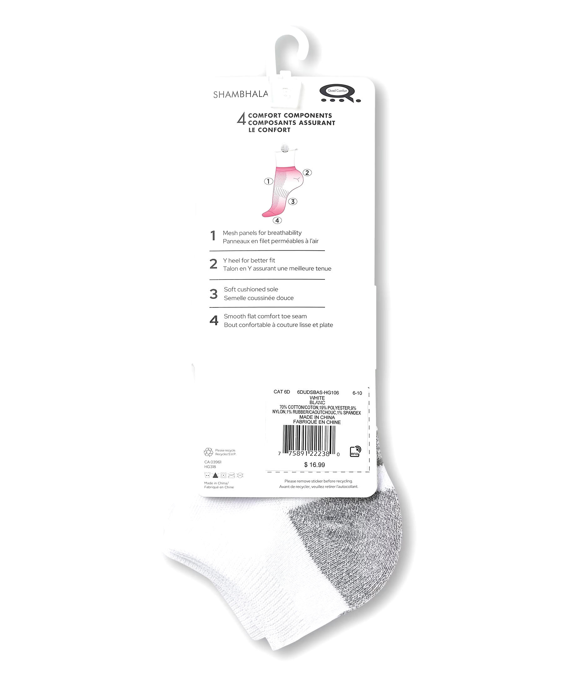 Shambhala Women's 3-Pack Cushioned Cotton Low Cut Sport Socks
