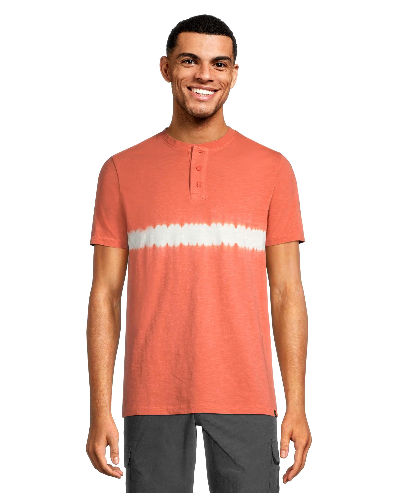 FarWest Men's Tie Dye Short Sleeve Classic Fit Henley Shirt