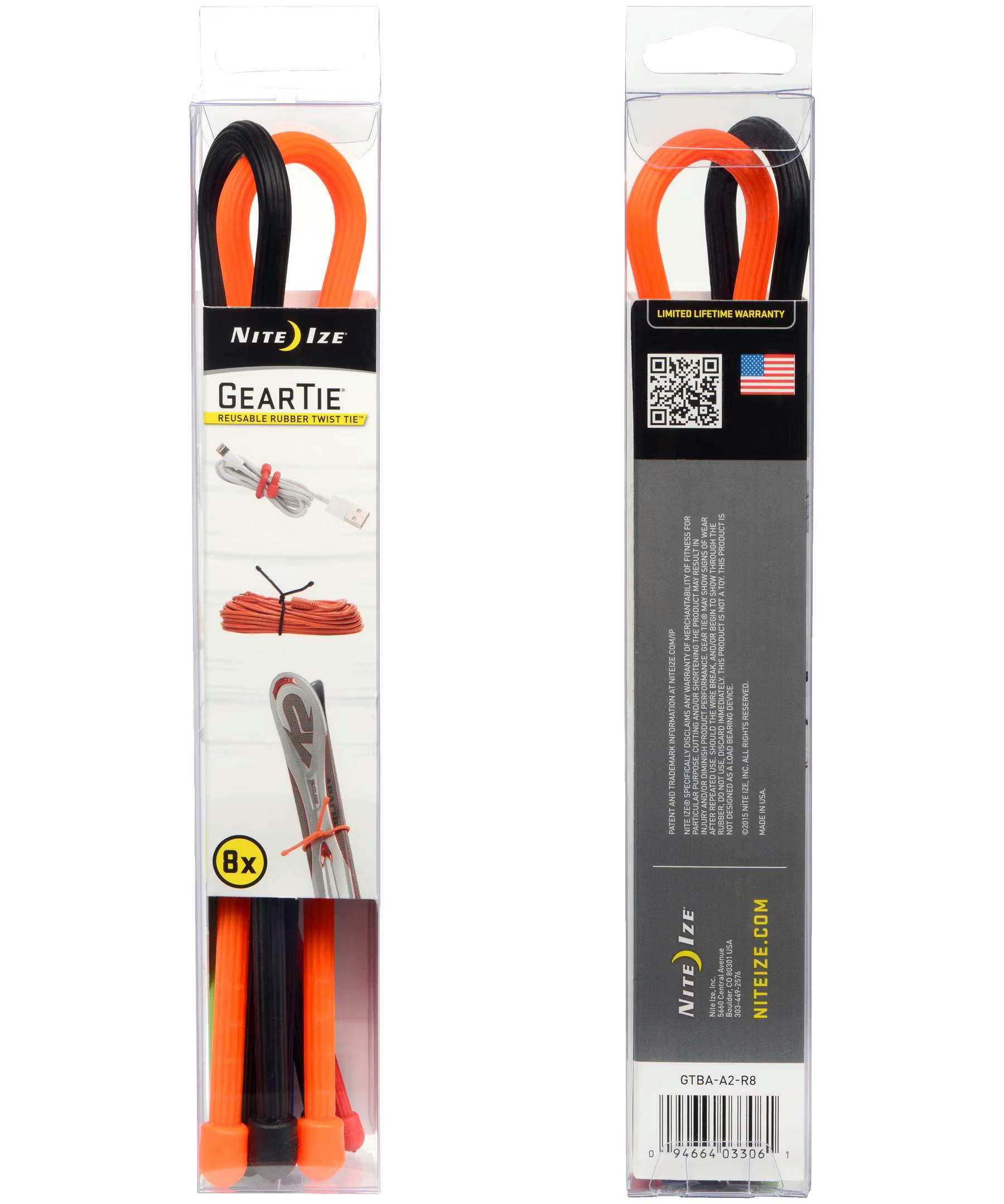 Nite Ize Gear Tie Reusable Twist Tie 8-inch 8-Pack Assorted