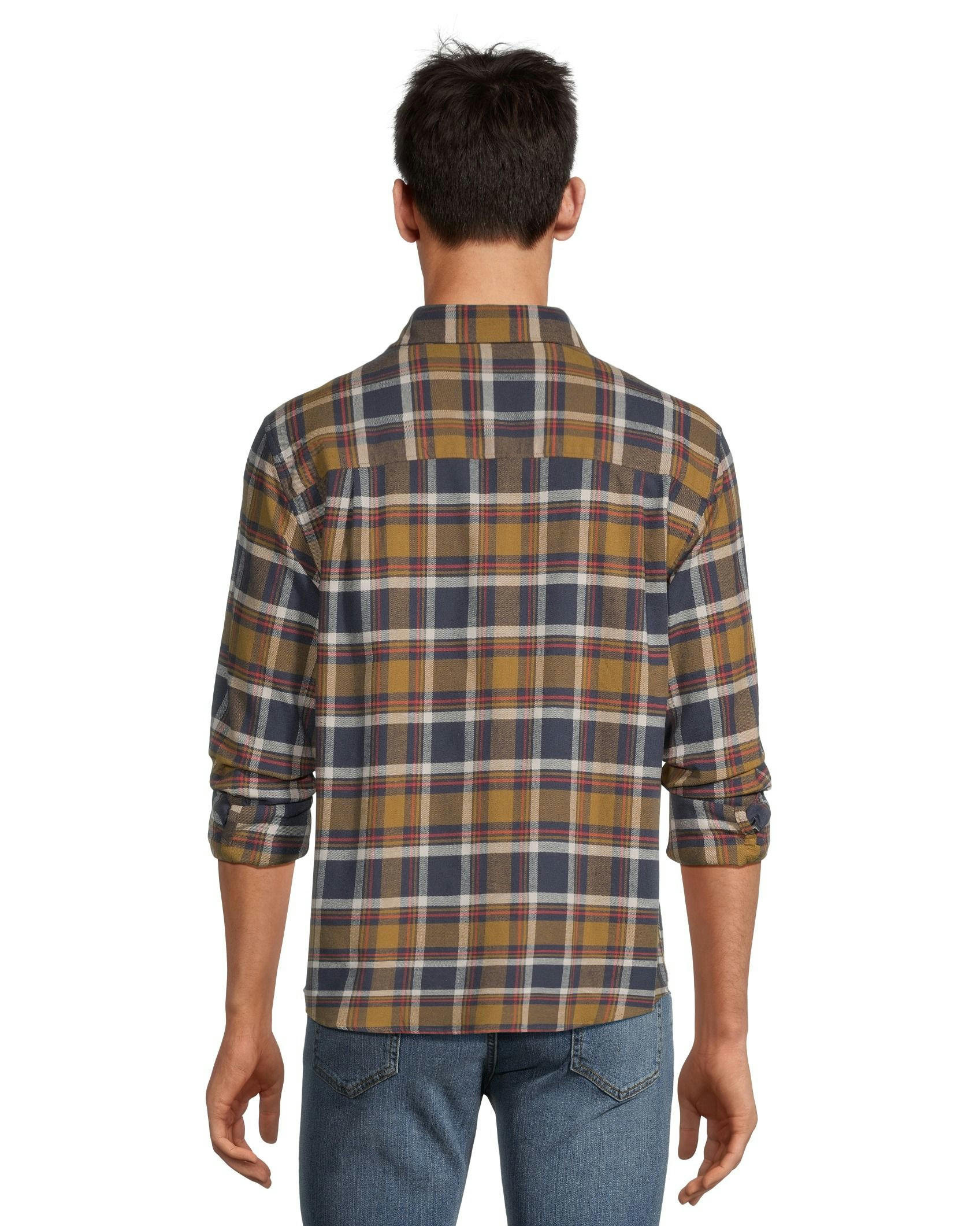 WindRiver Men's Long Sleeve Button Down Basic Stretch Flannel Shirt