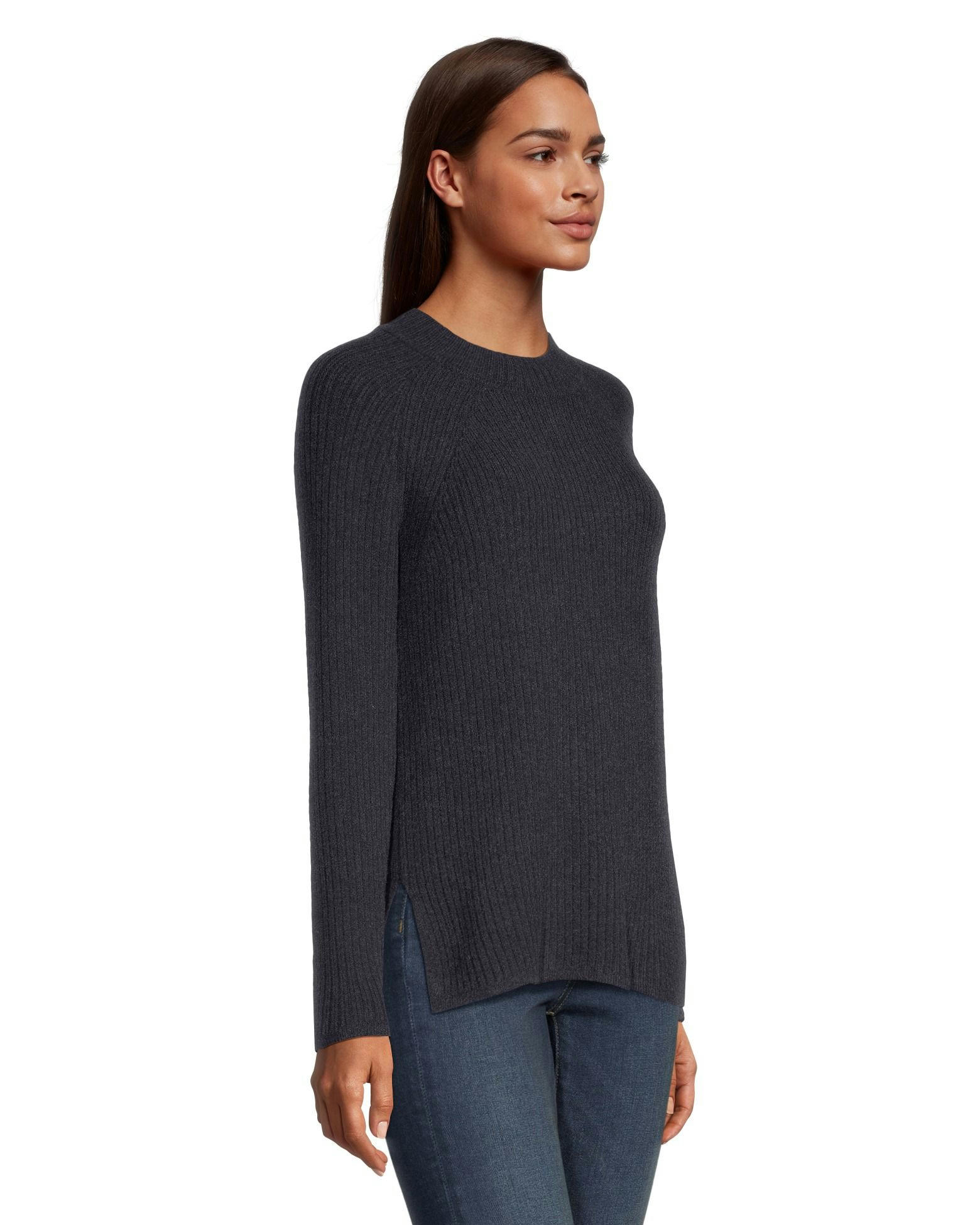 Denver Hayes Women's Semi Fitted Cozy Ribbed Crewneck Pullover