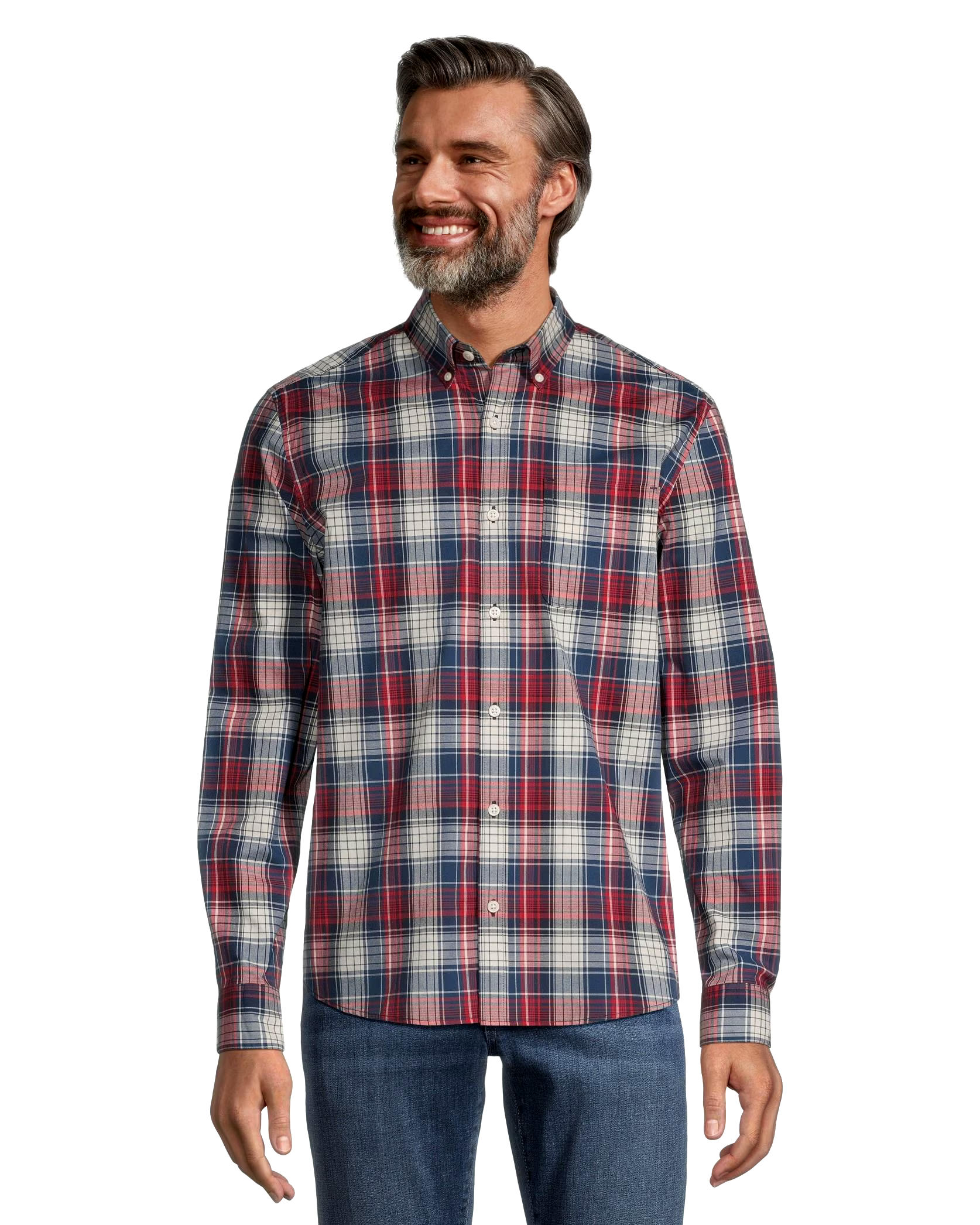 Denver Hayes Men's Long Sleeve Modern Fit Plaid Casual Sport Shirt