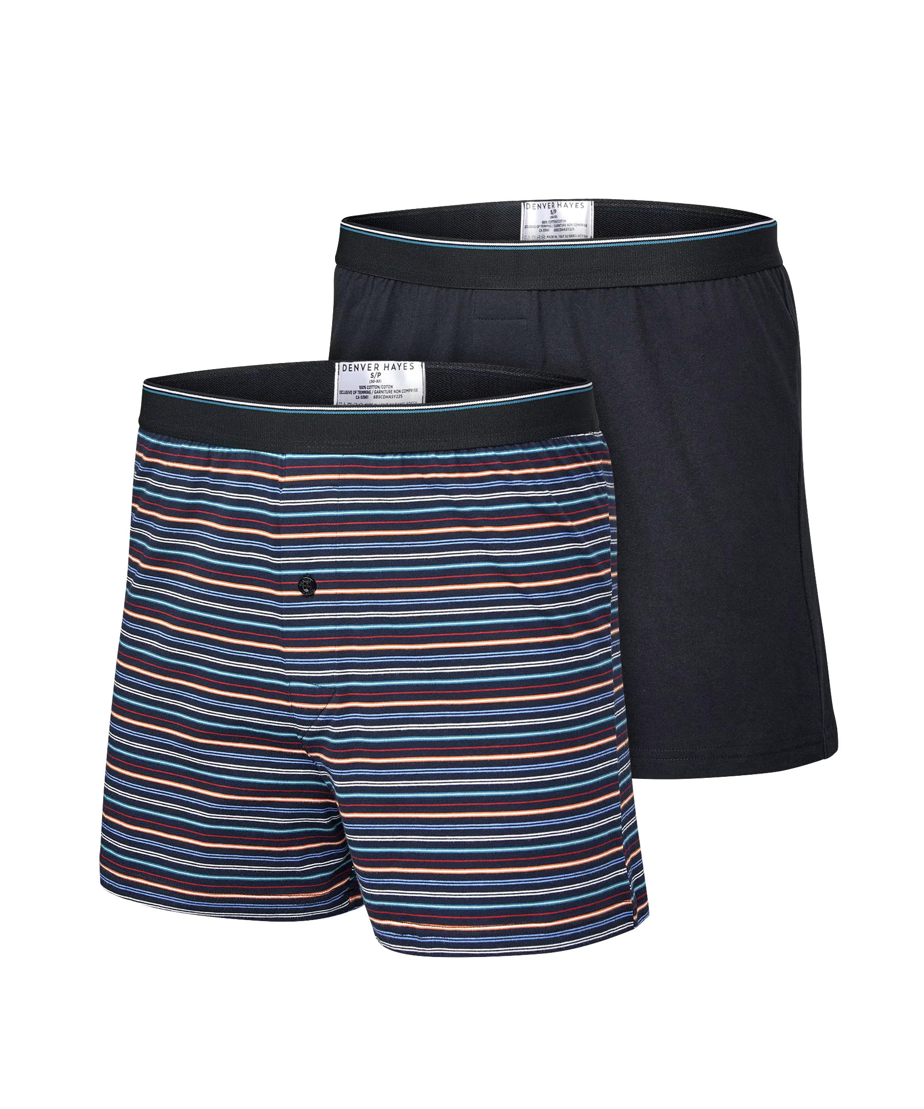 Denver Hayes Men's 2 Pack Yarn Dye Loose Fit Boxer Briefs