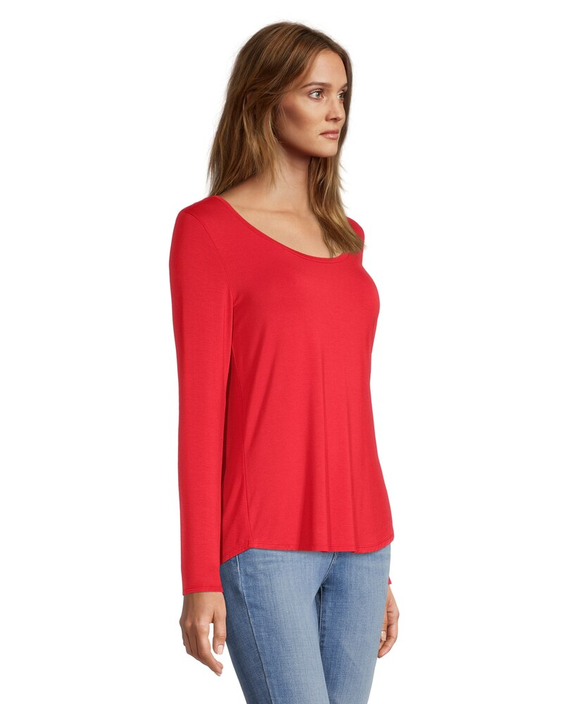 Denver Hayes Women's Long Sleeve Relaxed Fit Scoop Neck T Shirt
