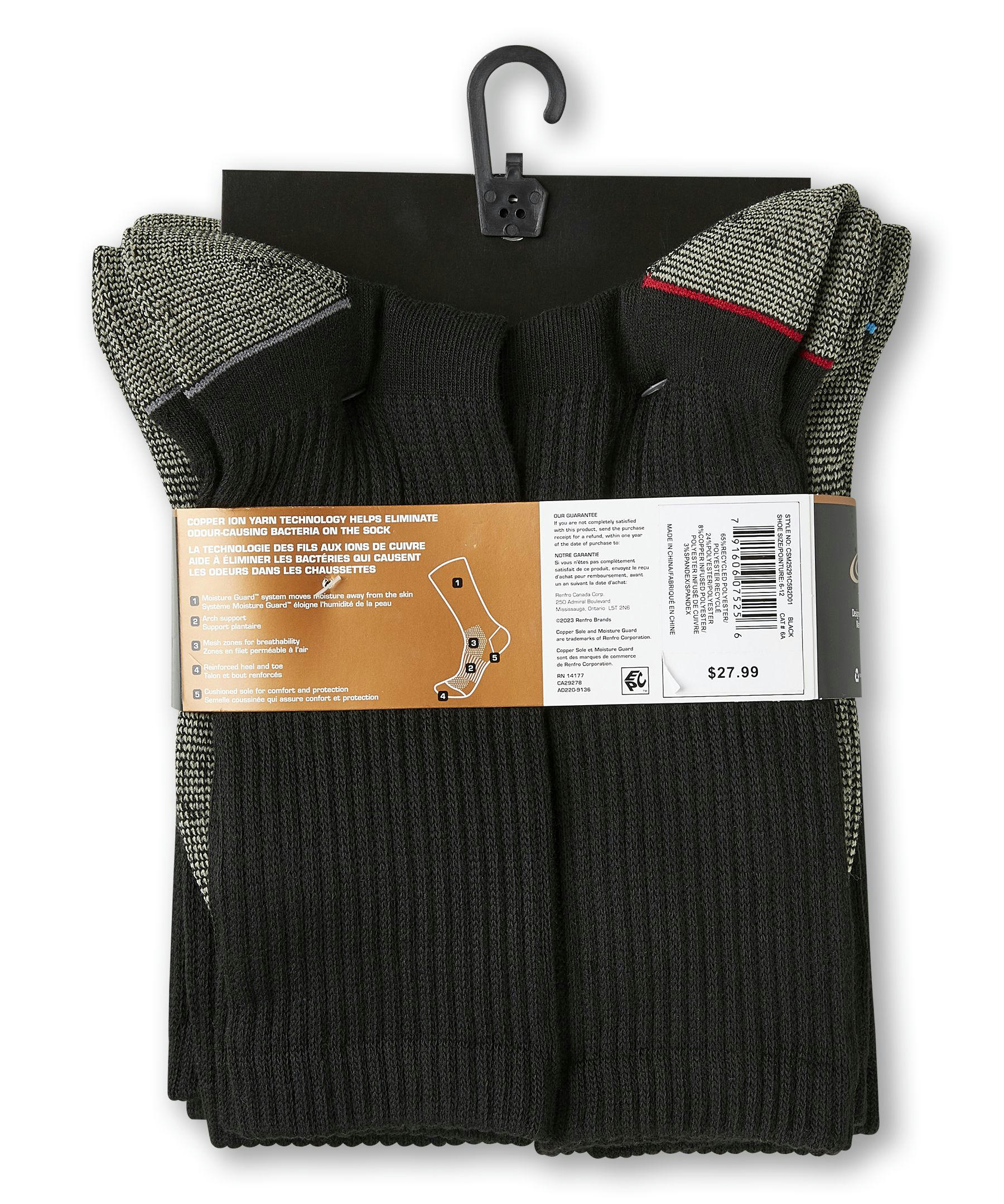 Copper Sole Men's 5 Pack Extreme Atheletic Crew Socks