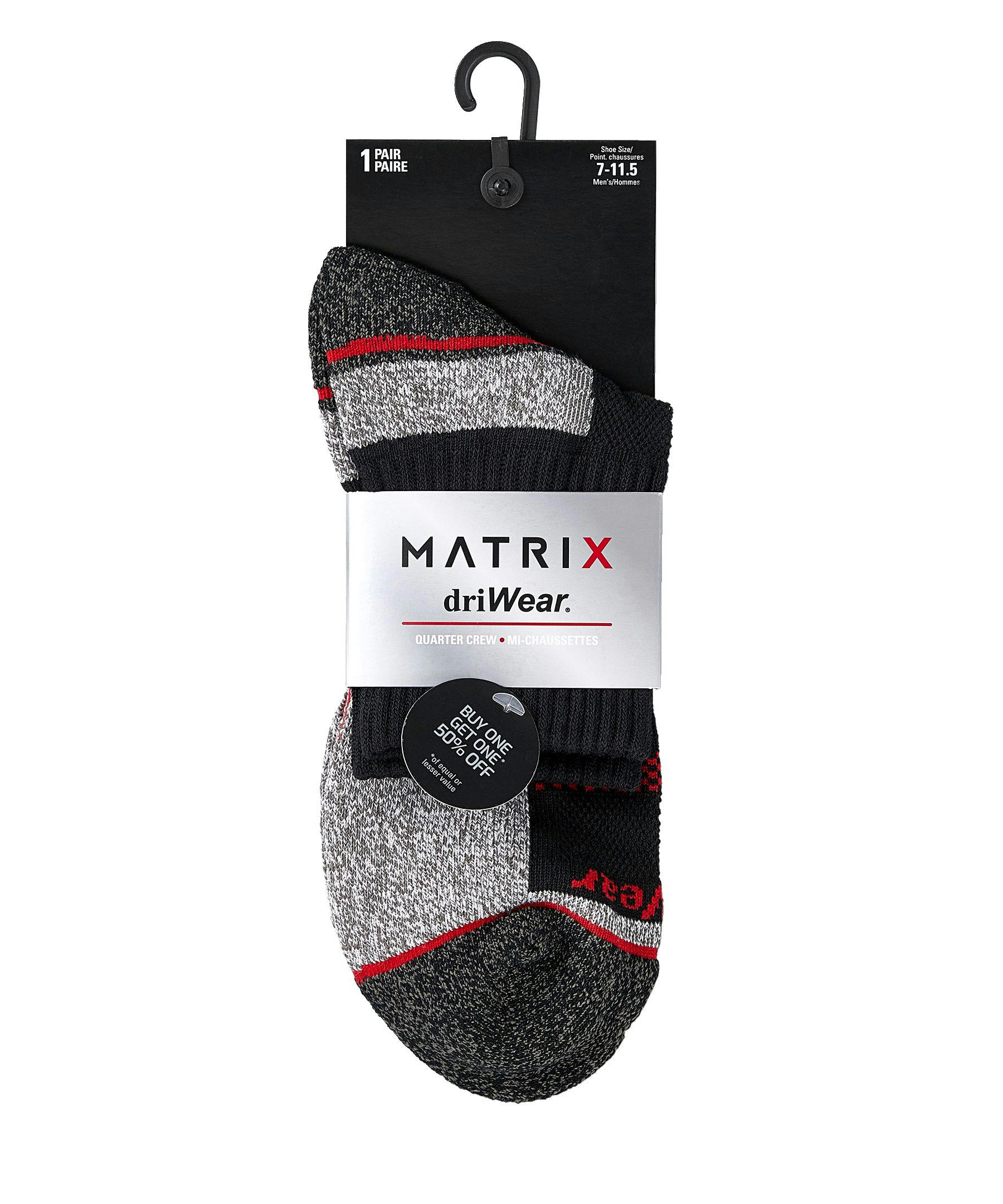 Matrix Men's driWear Quarter Crew Sport Socks