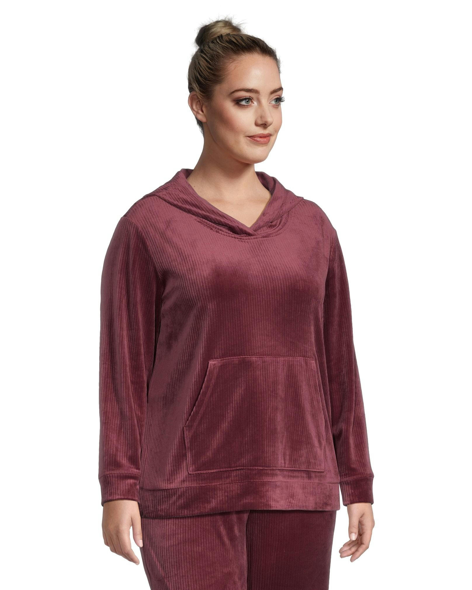 Denver Hayes Women's Plush Velour Hooded Lounge Pullover